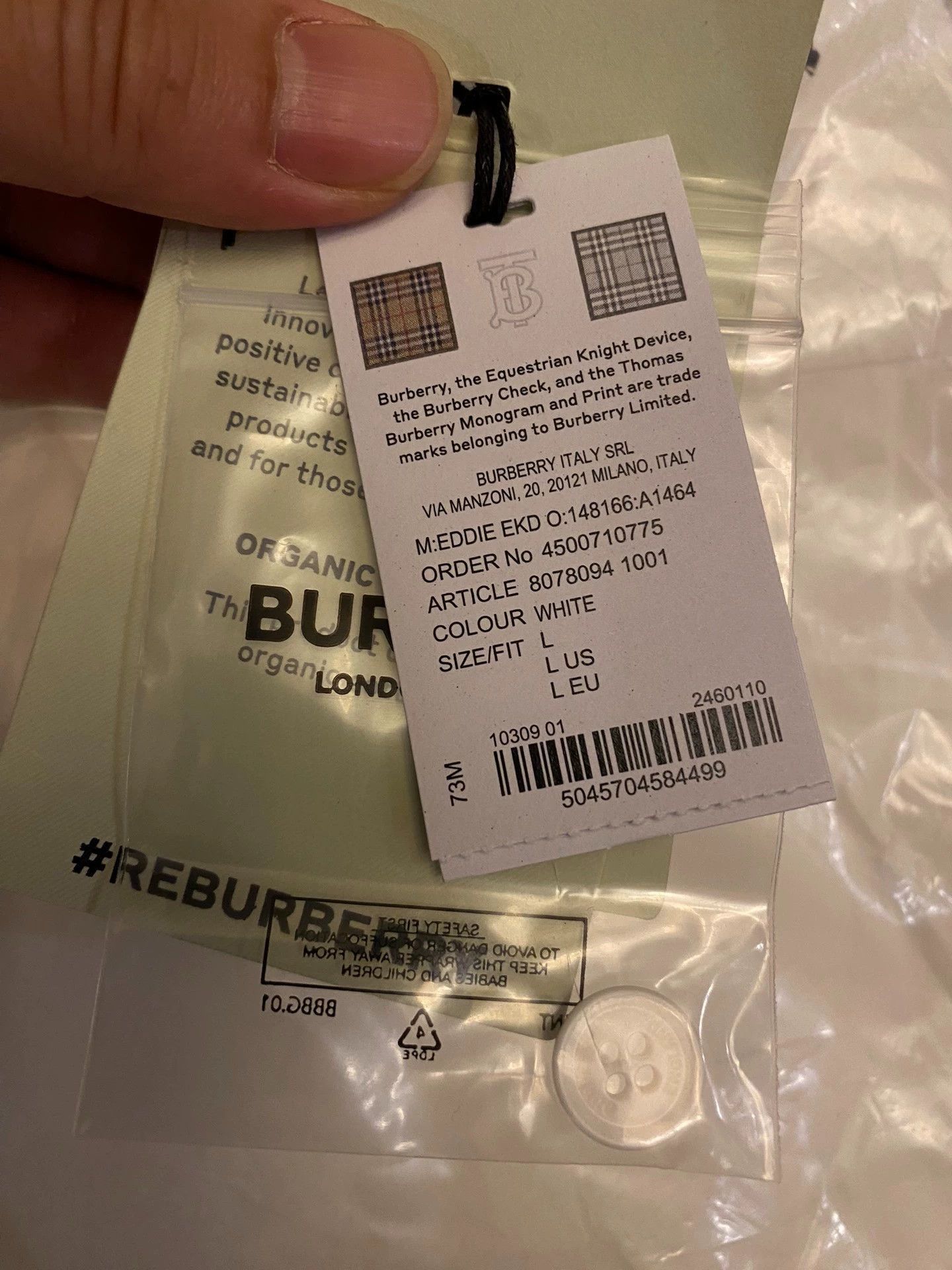Burberry White Short-Sleeve Polo Shirt Size US L / EU 52-54 / 3 - 6 Thumbnail