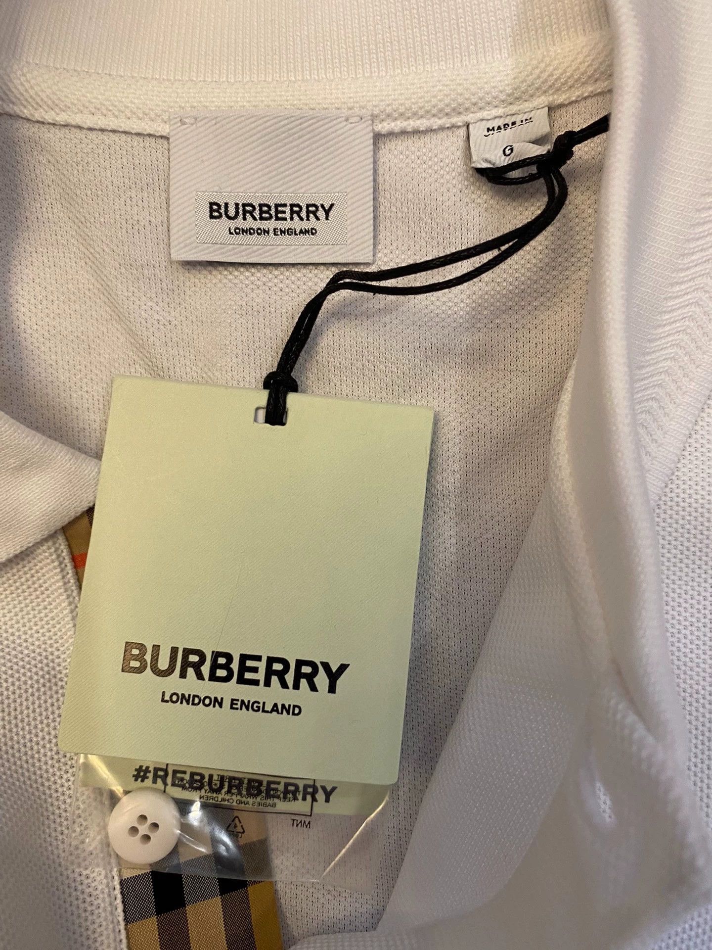 Burberry White Short-Sleeve Polo Shirt Size US L / EU 52-54 / 3 - 5 Thumbnail