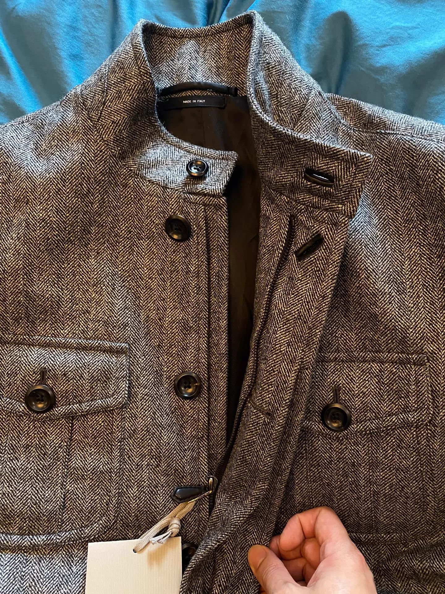 Tom Ford Black Herringbone Button-Front Jacket Size M Size US M / EU 48-50 / 2 - 3 Thumbnail