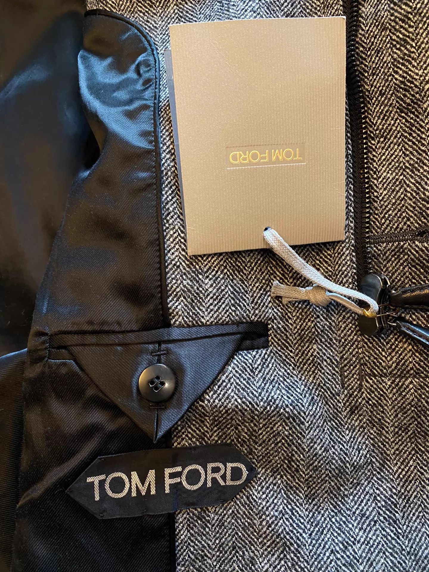 Tom Ford Black Herringbone Button-Front Jacket Size M Size US M / EU 48-50 / 2 - 5 Thumbnail