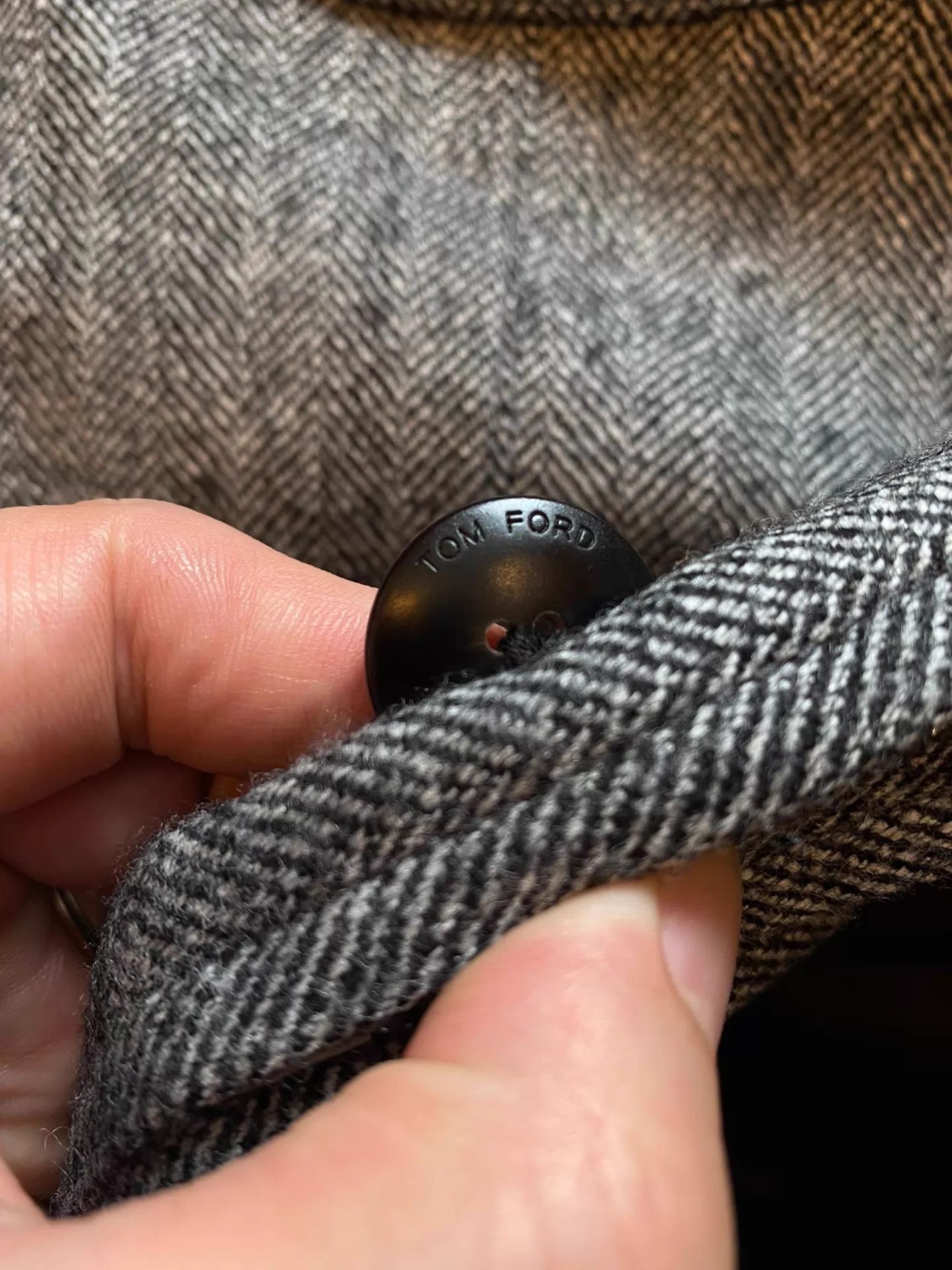 Tom Ford Black Herringbone Button-Front Jacket Size M Size US M / EU 48-50 / 2 - 8 Thumbnail