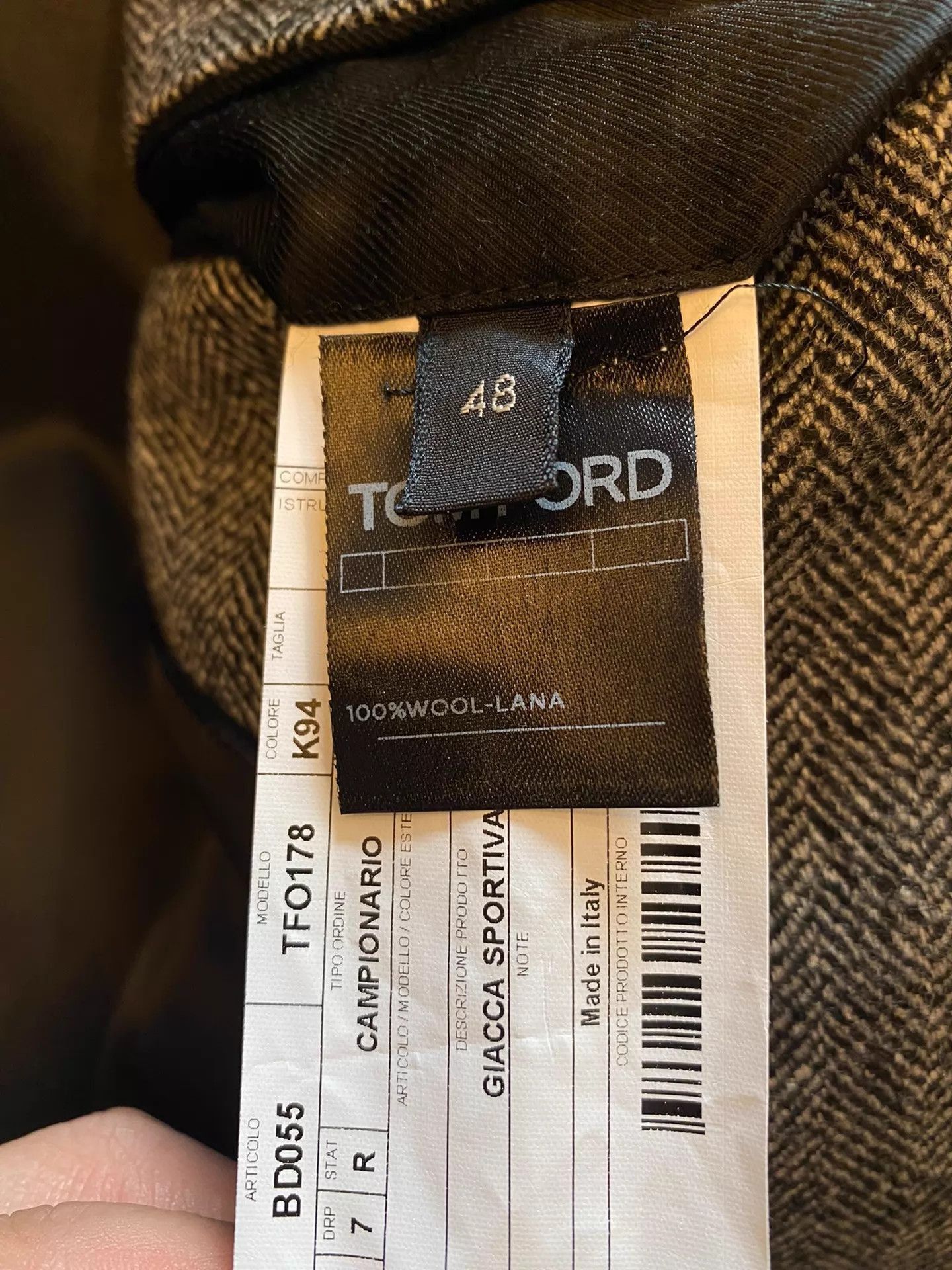 Tom Ford Black Herringbone Button-Front Jacket Size M Size US M / EU 48-50 / 2 - 6 Thumbnail