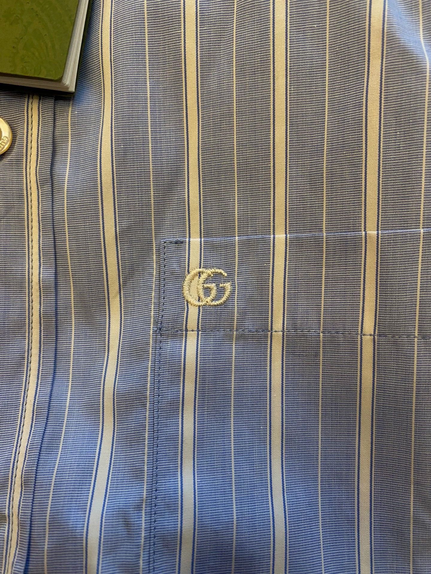 Gucci Blue Striped Short Sleeve Button-Up Shirt Size US S / EU 44-46 / 1 - 4 Thumbnail