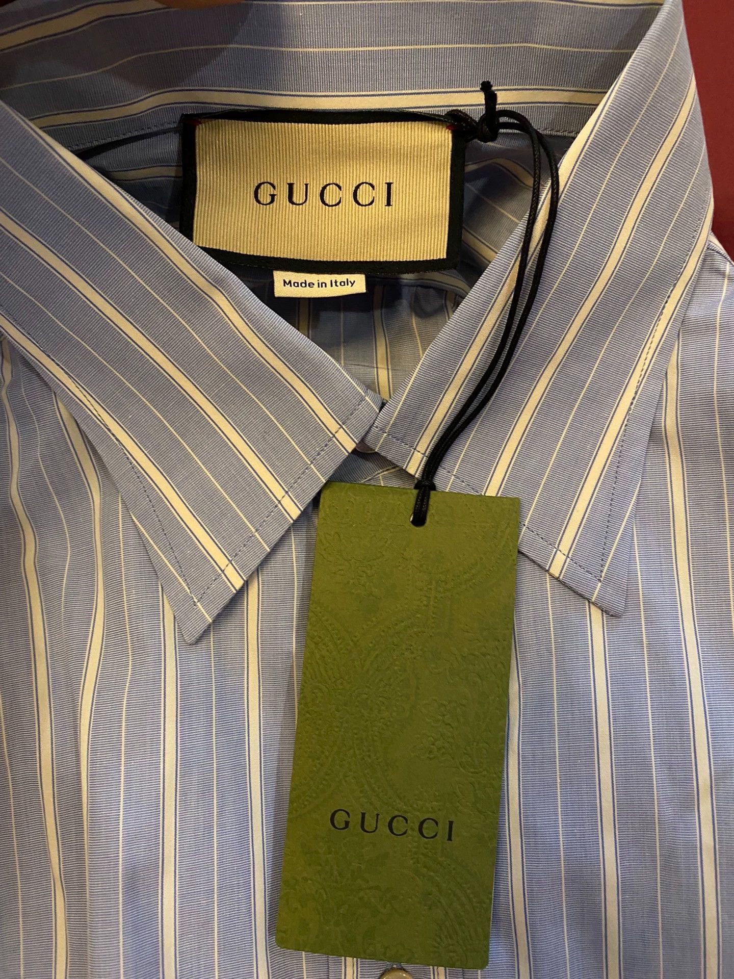 Gucci Blue Striped Short Sleeve Button-Up Shirt Size US S / EU 44-46 / 1 - 5 Thumbnail