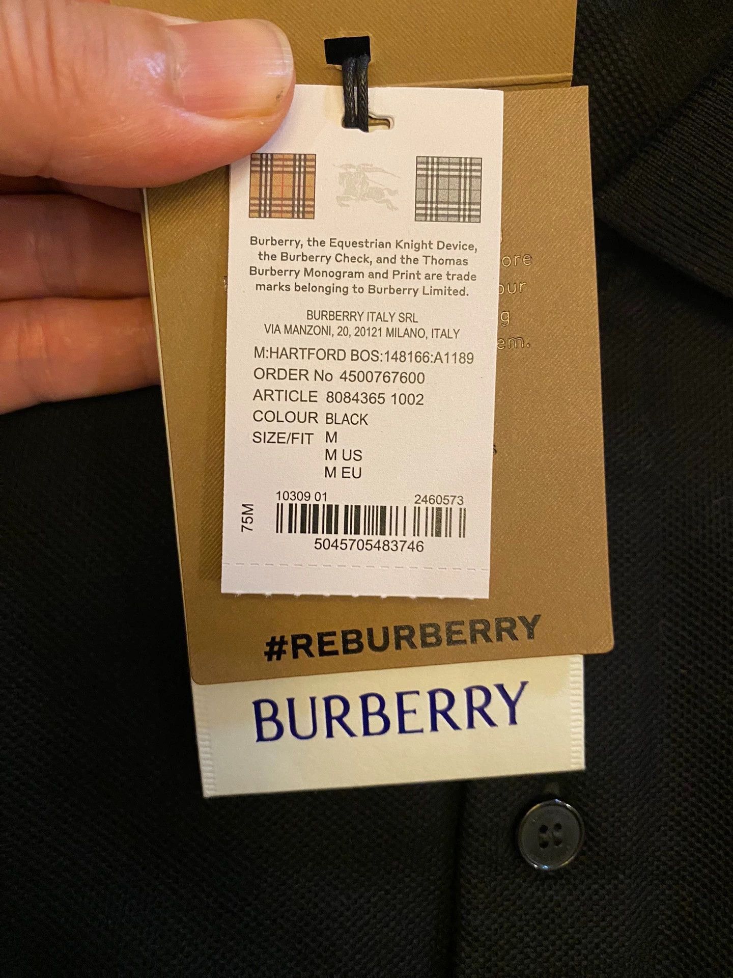 Burberry Black Short Sleeve Polo Shirt Size US M / EU 48-50 / 2 - 6 Thumbnail