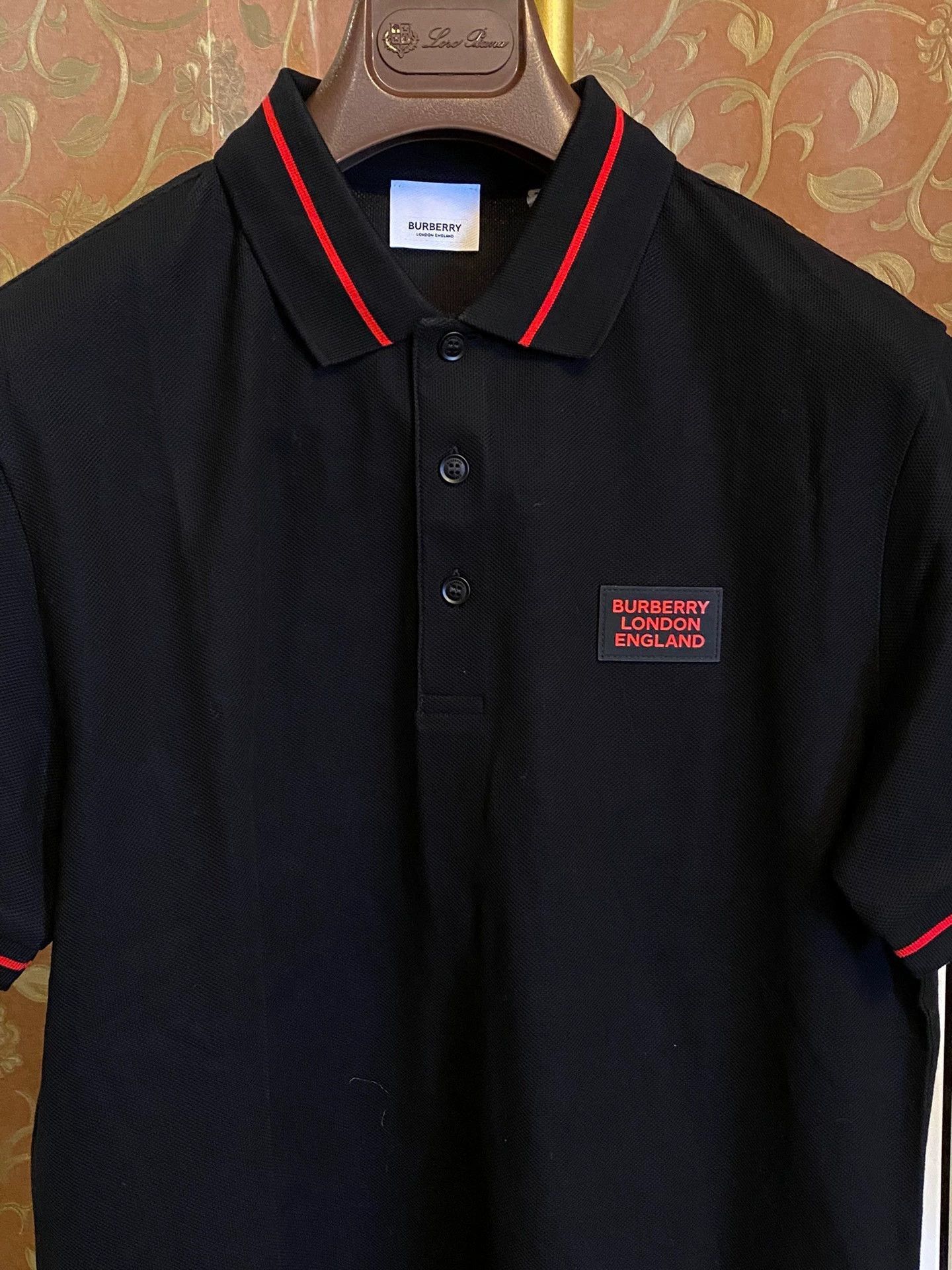 Burberry Black Polo Shirt with Red Trim - Size M Size US M / EU 48-50 / 2 - 2 Thumbnail