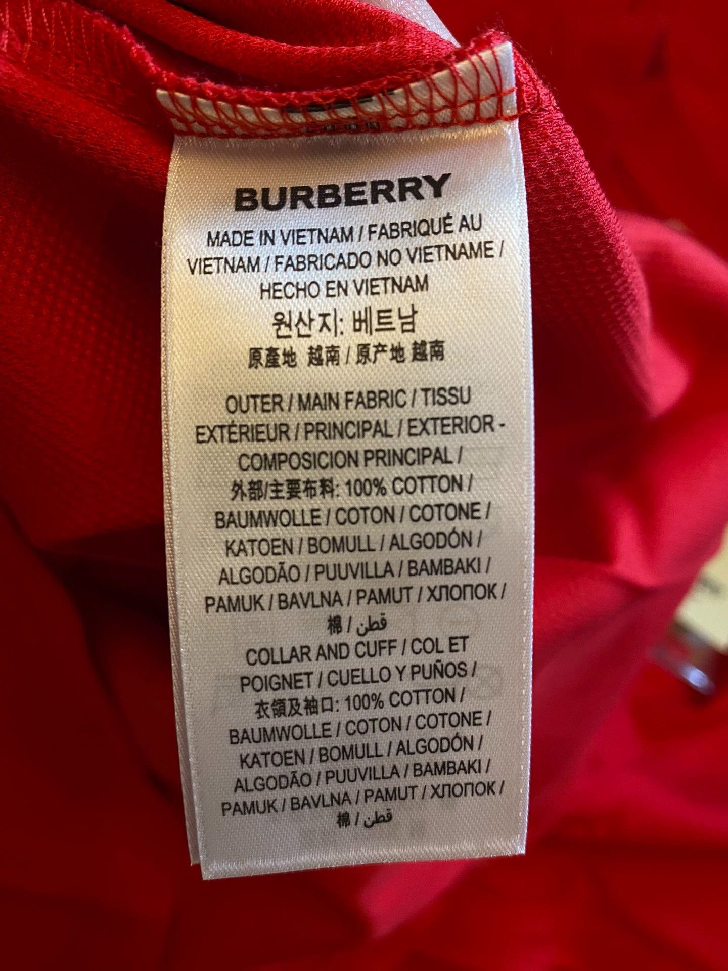 Burberry Red Short Sleeve Polo Shirt Size L Size US L / EU 52-54 / 3 - 6 Thumbnail