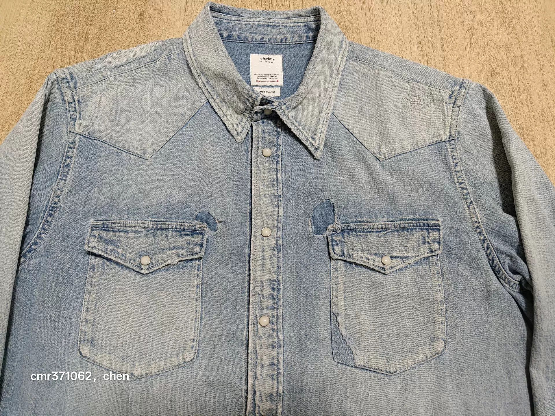 Visvim Distressed Blue Denim Button-Up Shirt Size M Size US M / EU 48-50 / 2 - 4 Thumbnail