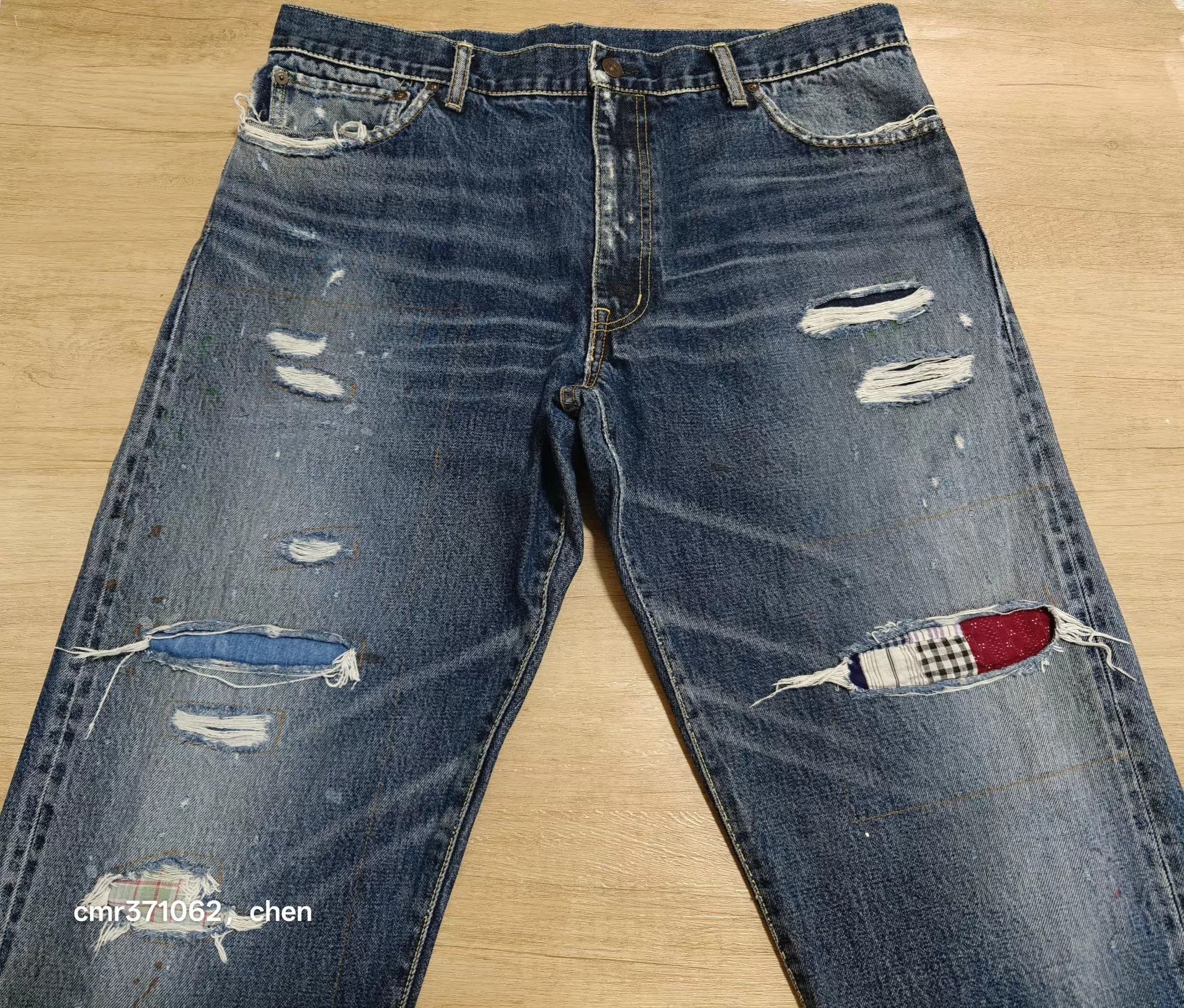 Visvim Blue Distressed Denim Jeans with Patch Details Size US 36 / EU 52 - 2 Thumbnail