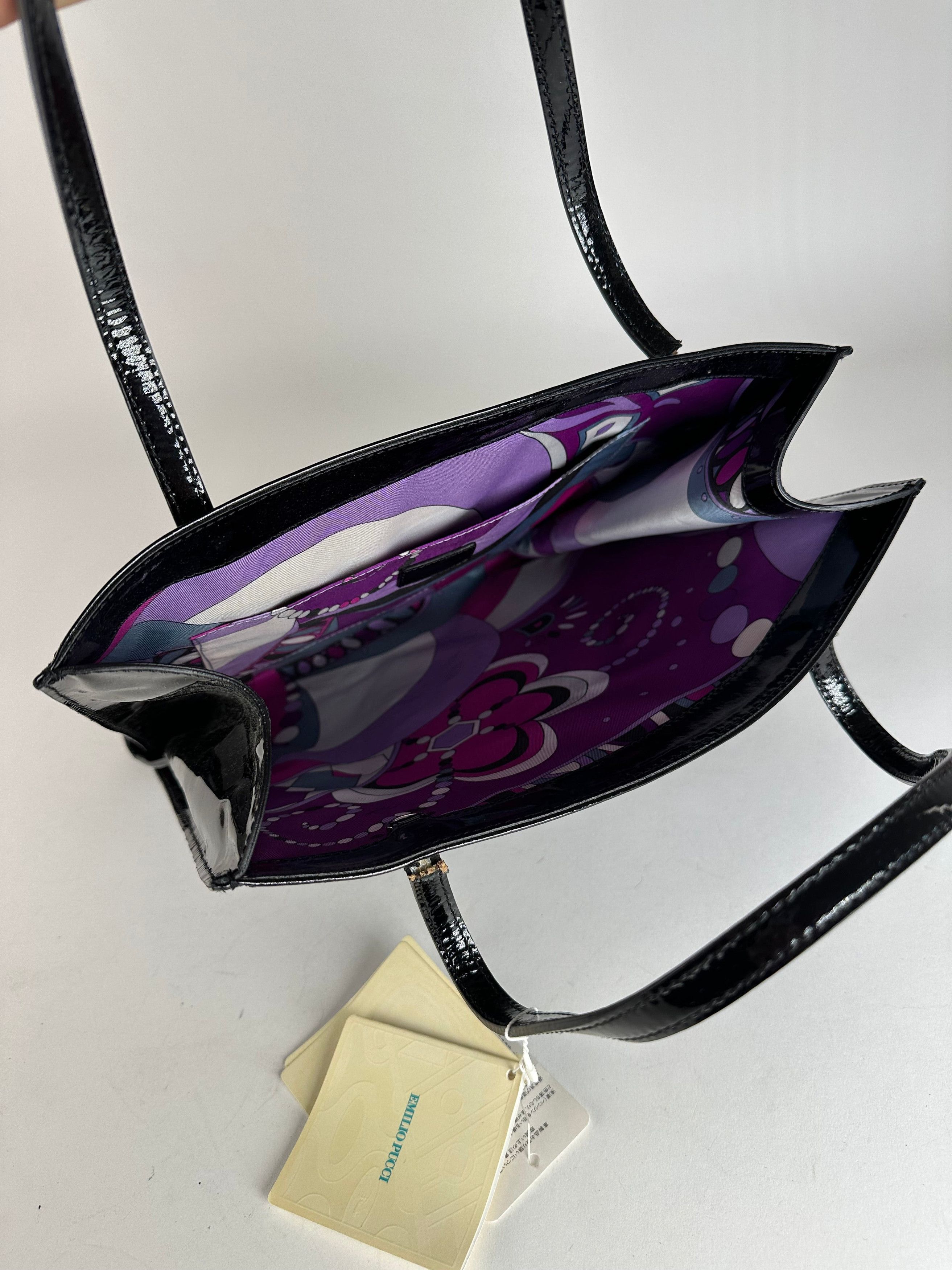 Emilio Pucci Vintage Patent Leather Tote Bag Black New With Tags Size ONE SIZE - 3 Thumbnail