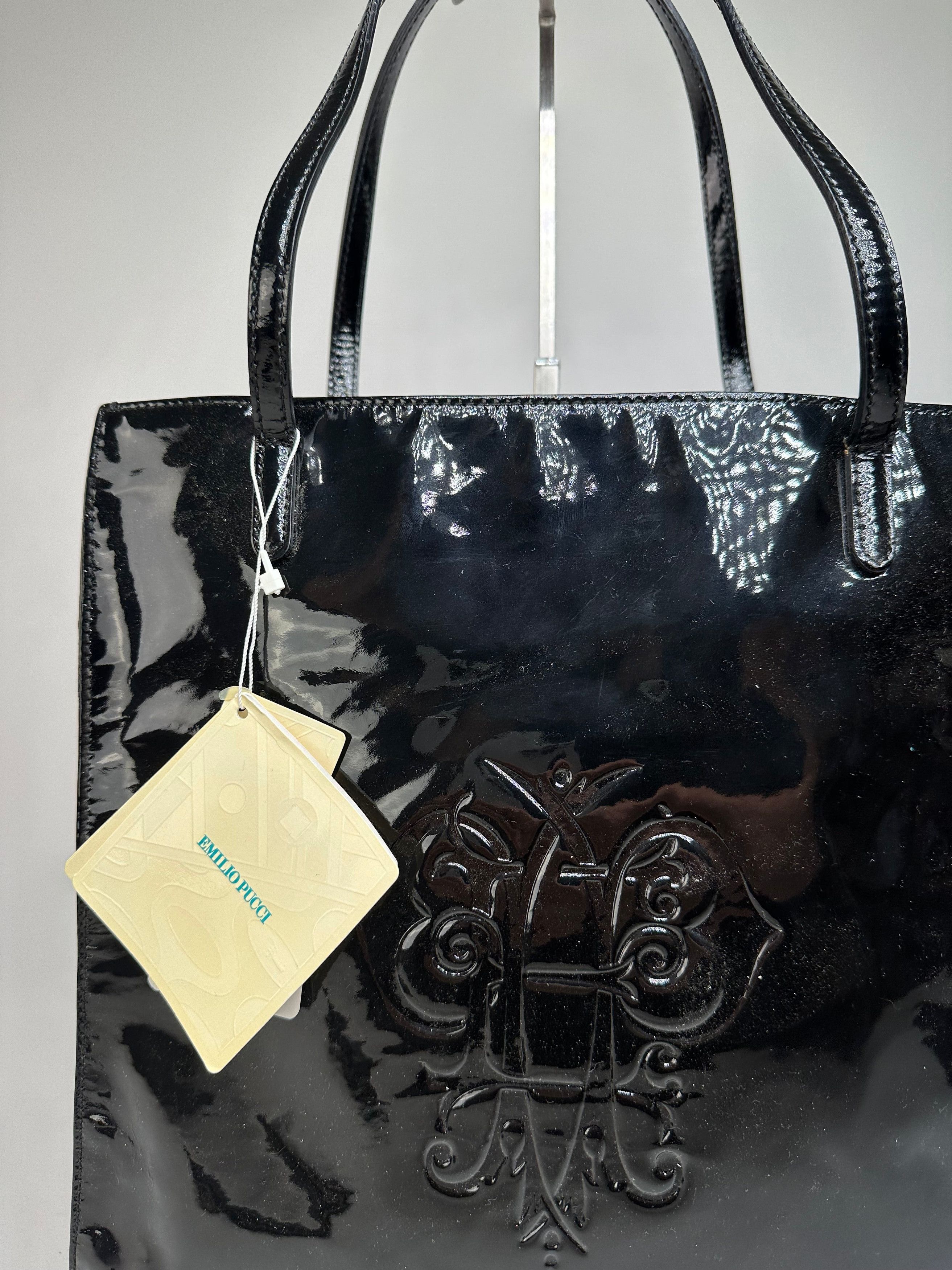 Emilio Pucci Vintage Patent Leather Tote Bag Black New With Tags Size ONE SIZE - 5 Thumbnail