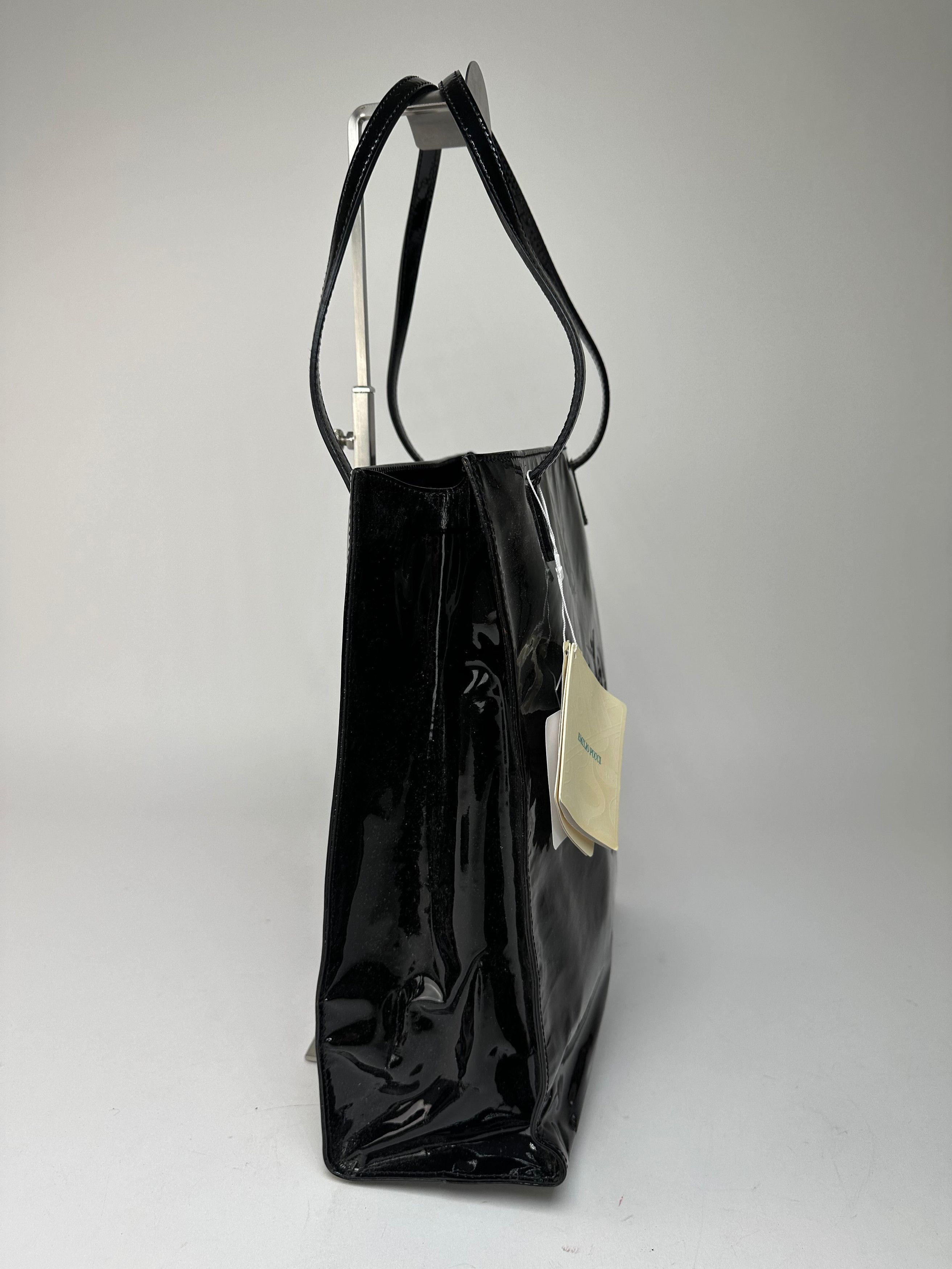 Emilio Pucci Vintage Patent Leather Tote Bag Black New With Tags Size ONE SIZE - 8 Thumbnail
