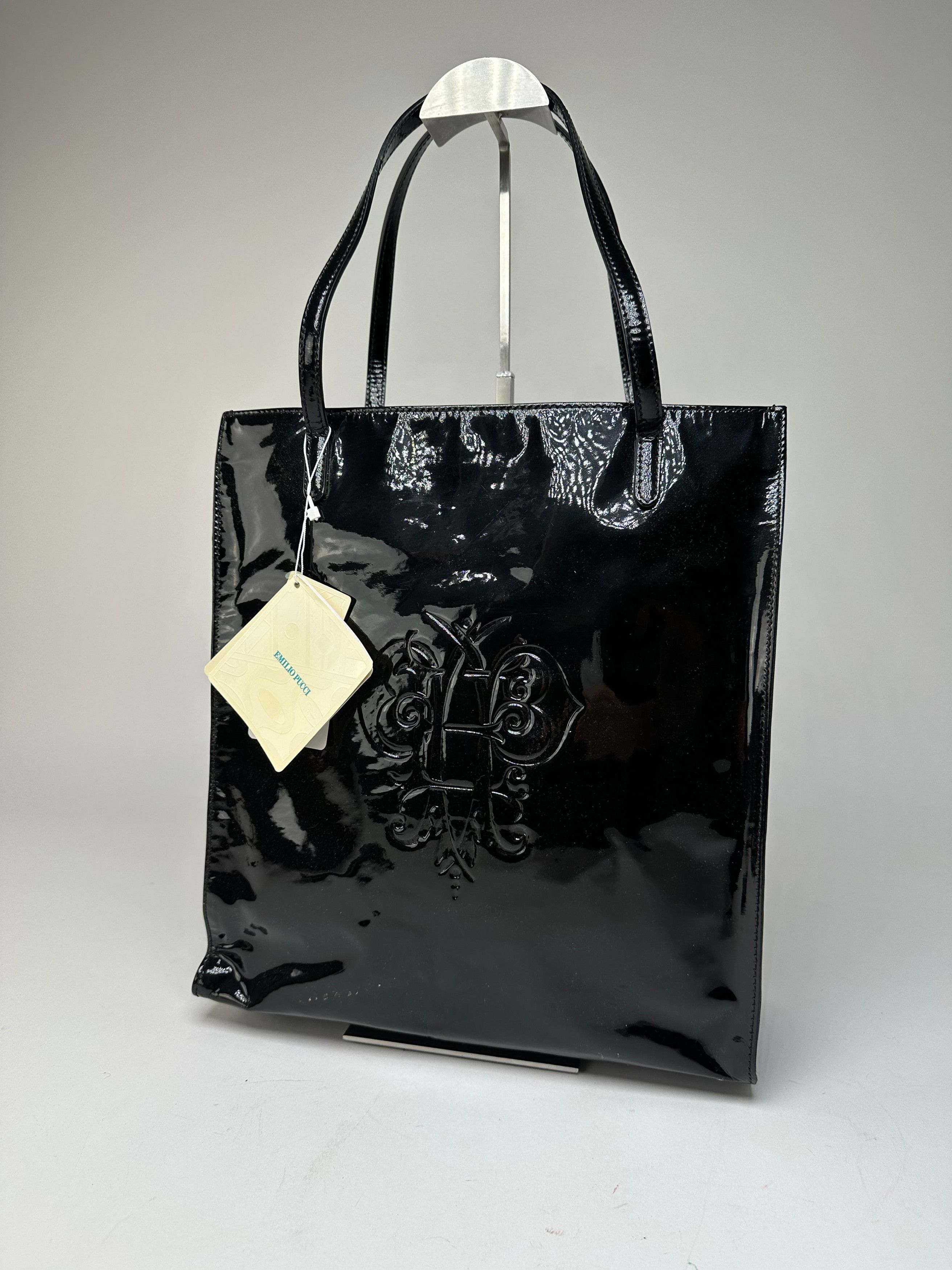 Emilio Pucci Vintage Patent Leather Tote Bag Black New With Tags Size ONE SIZE - 14 Thumbnail