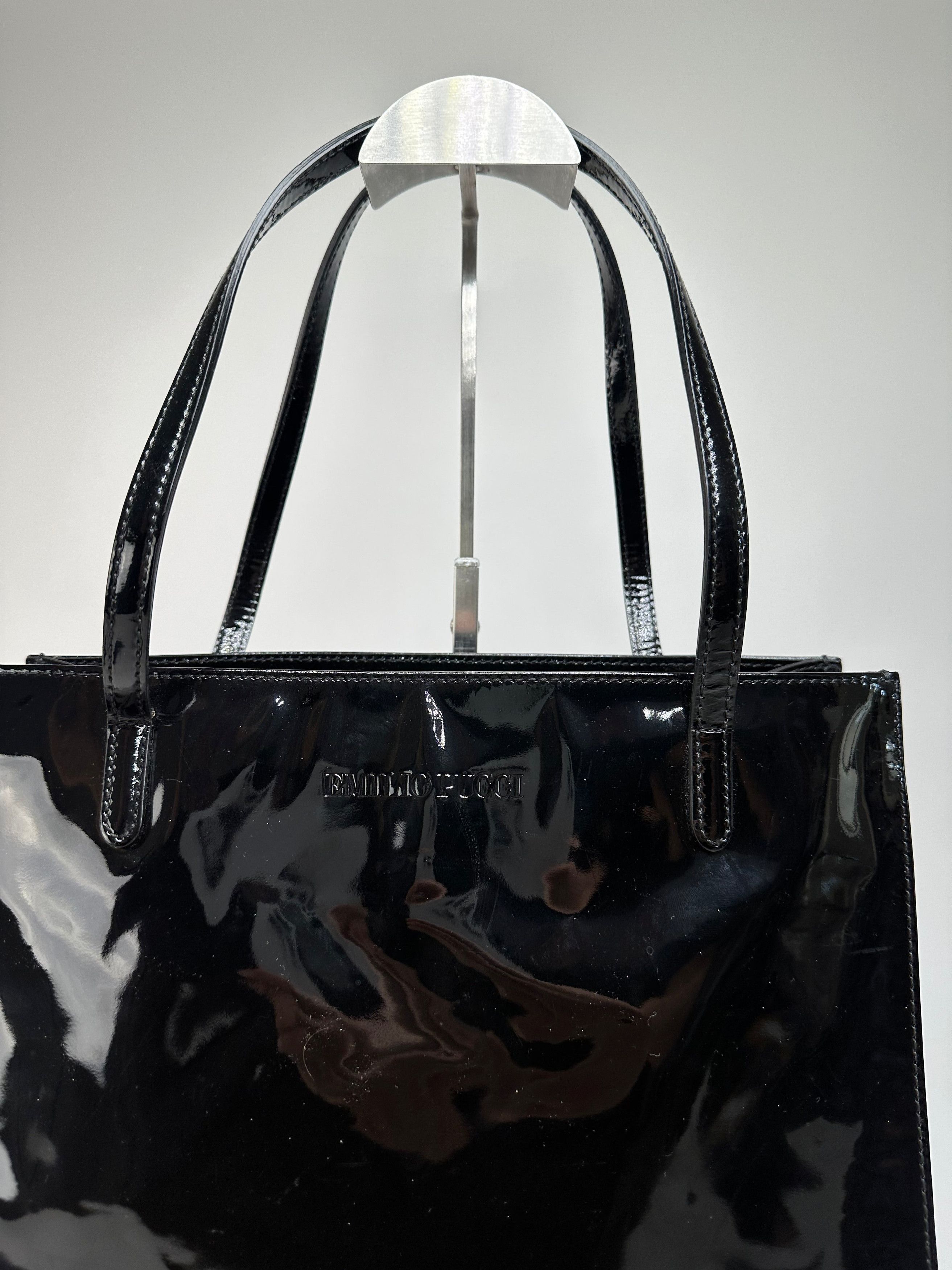 Emilio Pucci Vintage Patent Leather Tote Bag Black New With Tags Size ONE SIZE - 9 Thumbnail