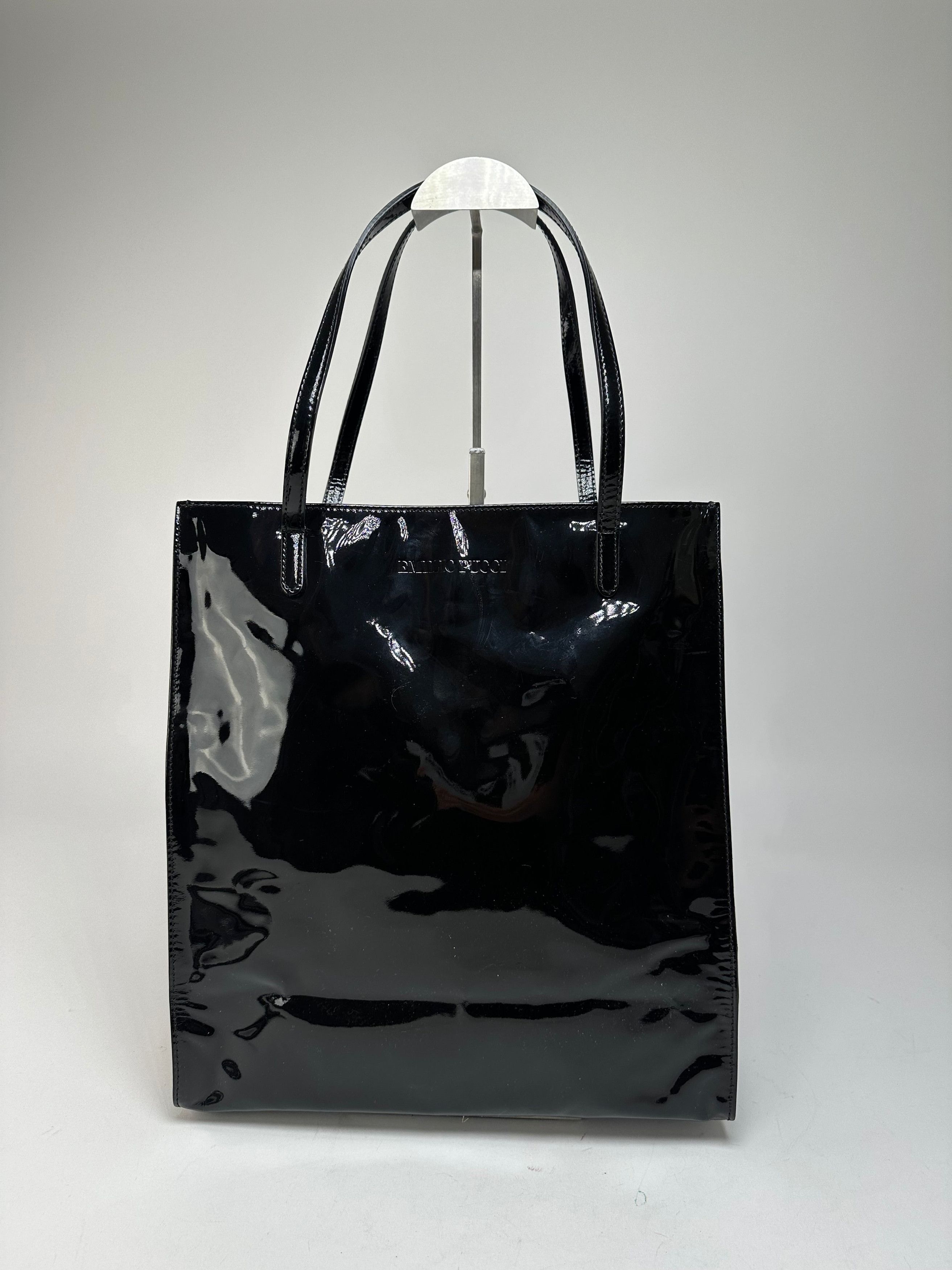 Emilio Pucci Vintage Patent Leather Tote Bag Black New With Tags Size ONE SIZE - 2 Thumbnail