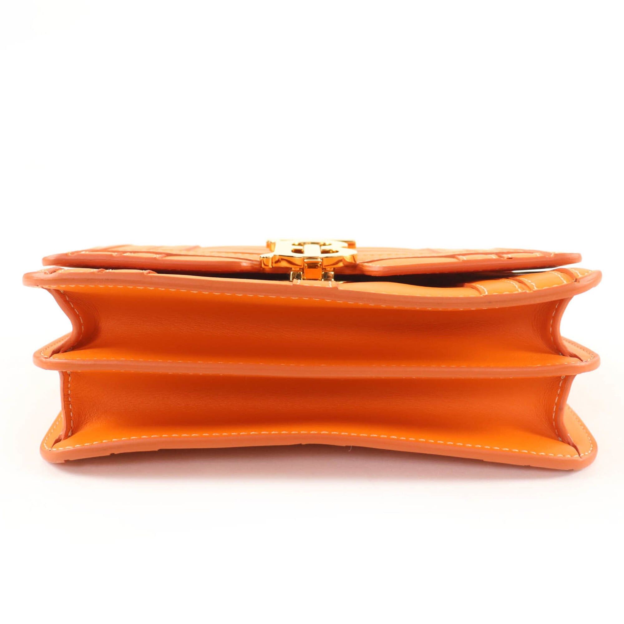 Burberry Burberry TB hardware 2-way leather clutch bag/shoulder bag, orange, with dust made in Italy, women's. Size ONE SIZE - 4 Thumbnail