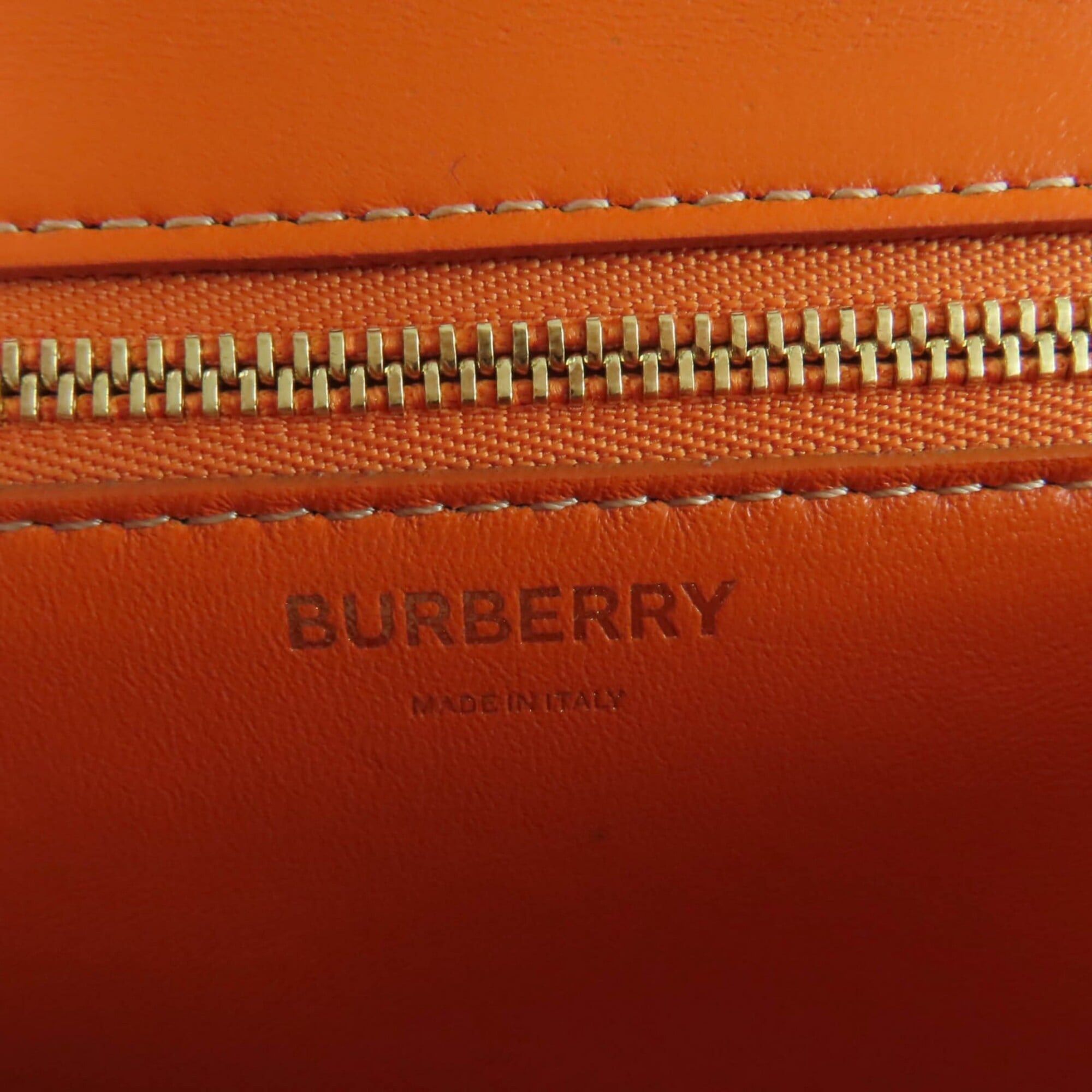 Burberry Burberry TB hardware 2-way leather clutch bag/shoulder bag, orange, with dust made in Italy, women's. Size ONE SIZE - 11 Thumbnail