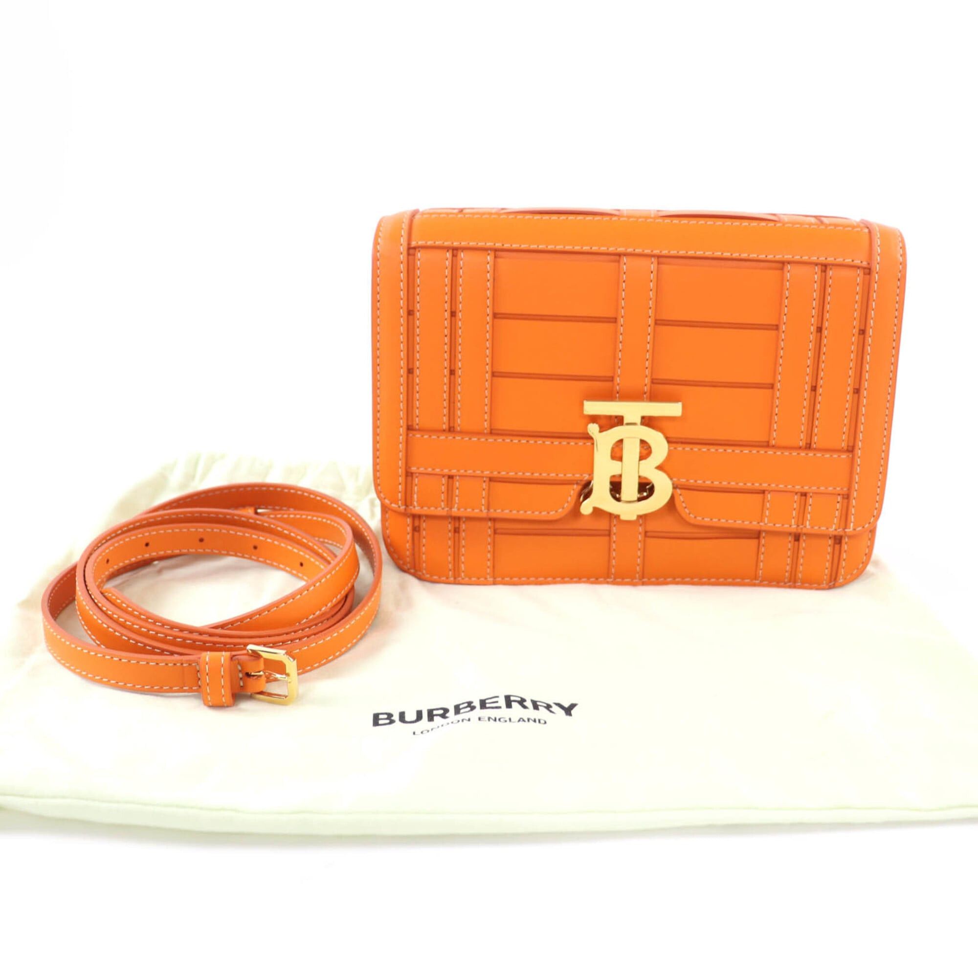 Burberry Burberry TB hardware 2-way leather clutch bag/shoulder bag, orange, with dust made in Italy, women's. Size ONE SIZE - 2 Thumbnail