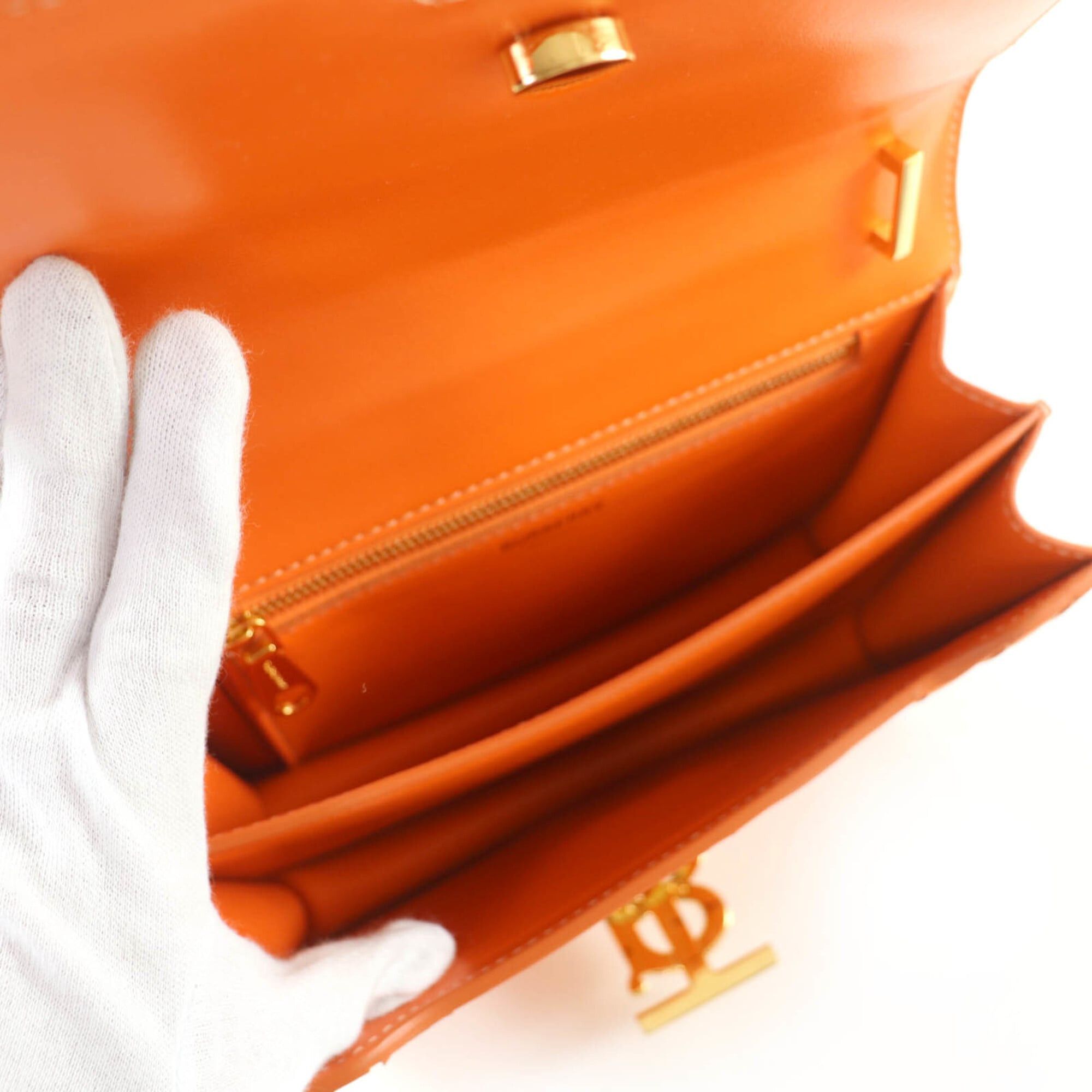 Burberry Burberry TB hardware 2-way leather clutch bag/shoulder bag, orange, with dust made in Italy, women's. Size ONE SIZE - 5 Thumbnail