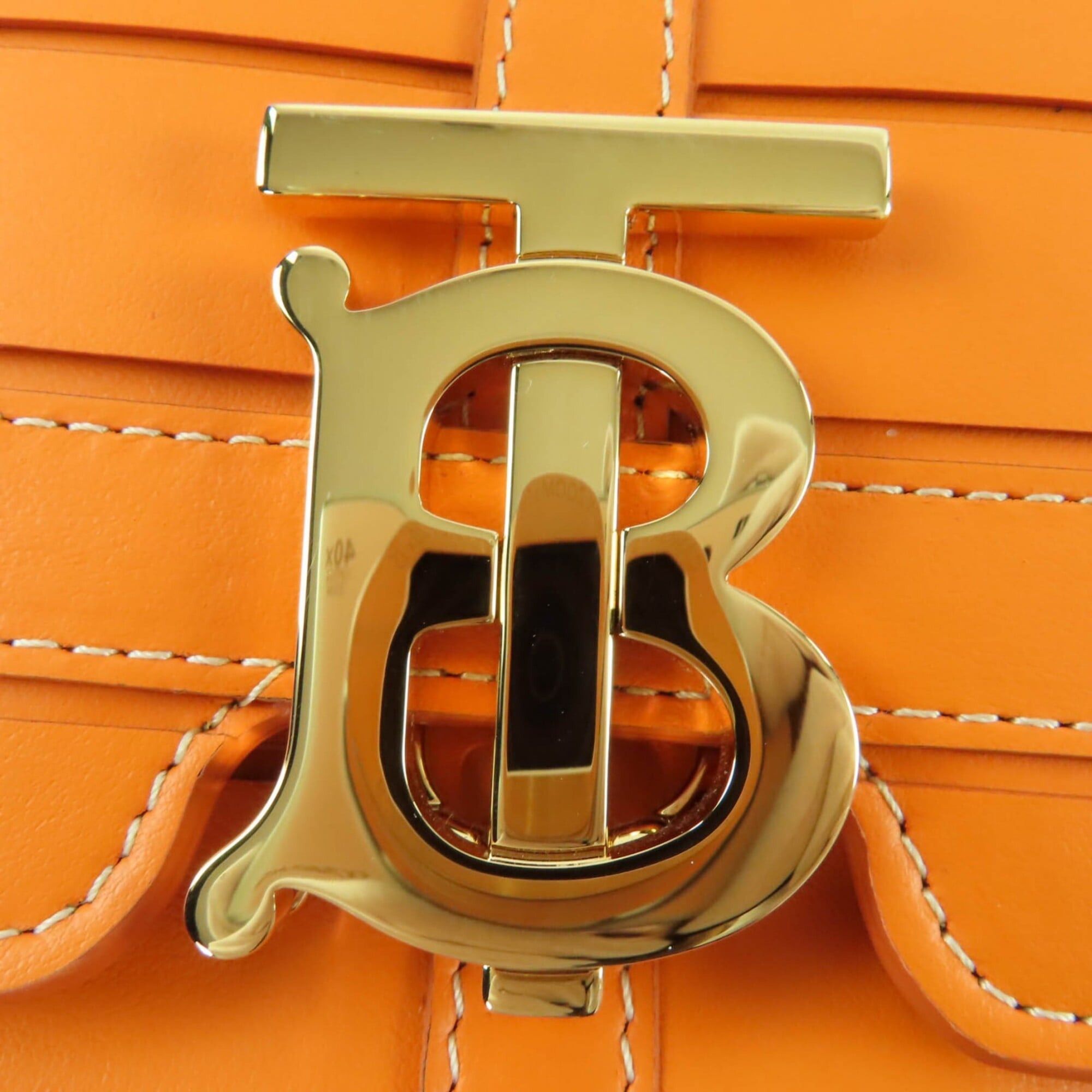 Burberry Burberry TB hardware 2-way leather clutch bag/shoulder bag, orange, with dust made in Italy, women's. Size ONE SIZE - 10 Thumbnail