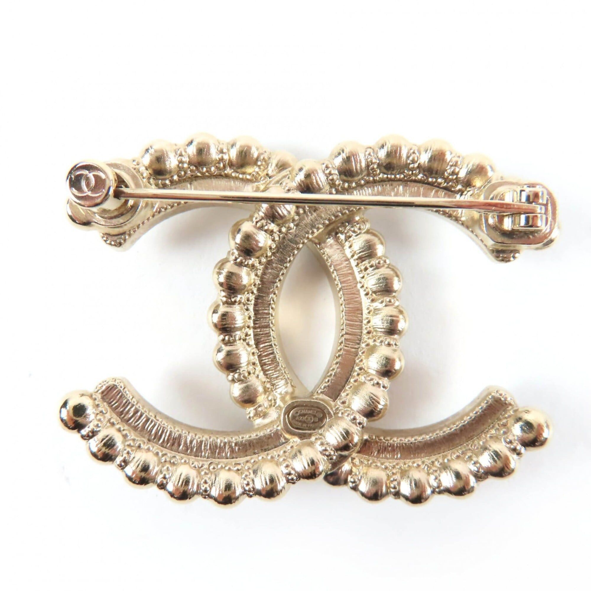 Chanel CHANEL A22B Coco Mark Brooch, 2022 Model, Large, Gold Tone, Black Stone, Clear Black, Comes with Box and Dust Bag, Made in Italy, Women's. Size ONE SIZE - 3 Thumbnail