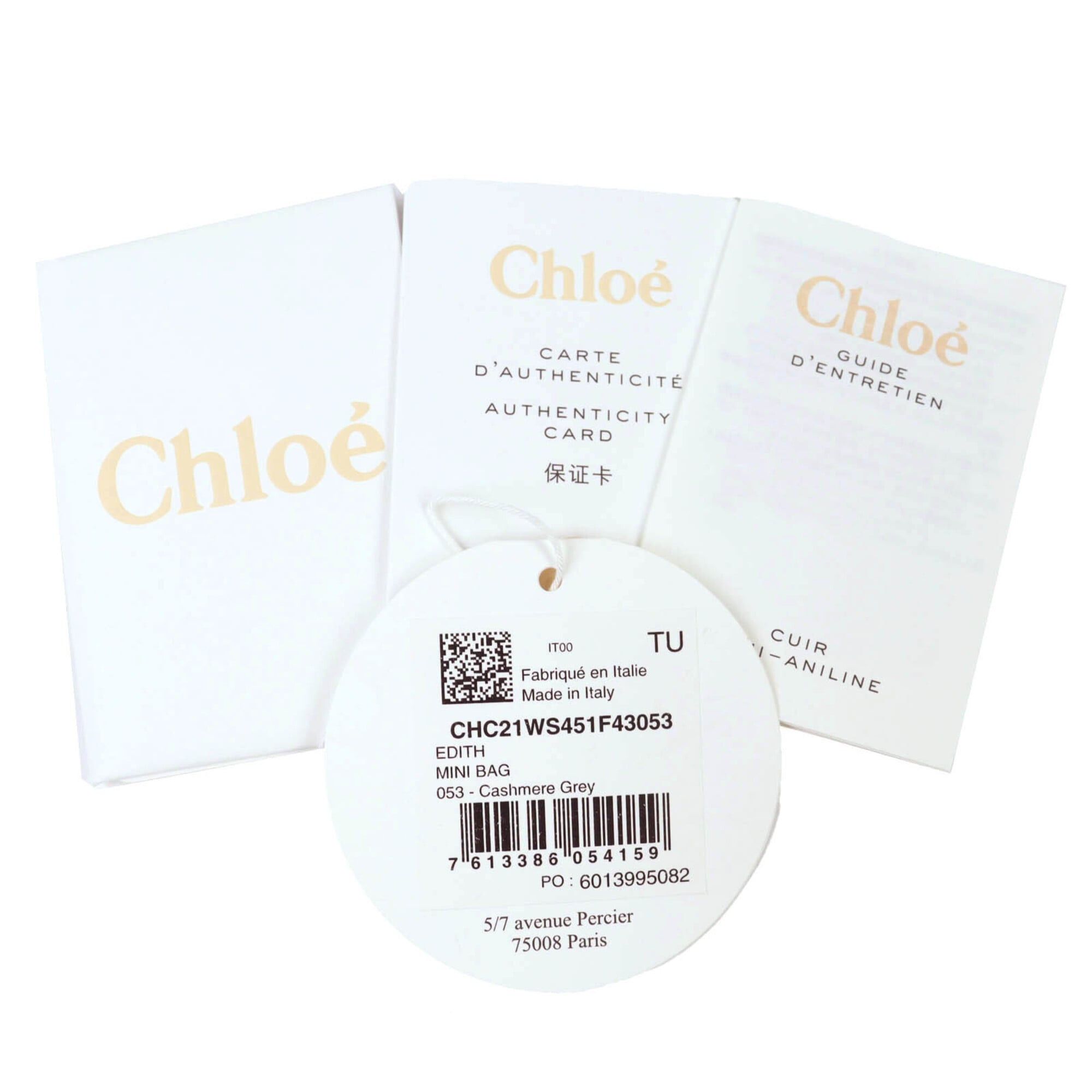 Chloe Chloé Chloe CHC21WS451F43053 EDITH MINI BAG Leather 2-Way Handbag/Shoulder Bag Cashmere Grey Comes with Dust Made in Italy Women's Size ONE SIZE - 13 Thumbnail