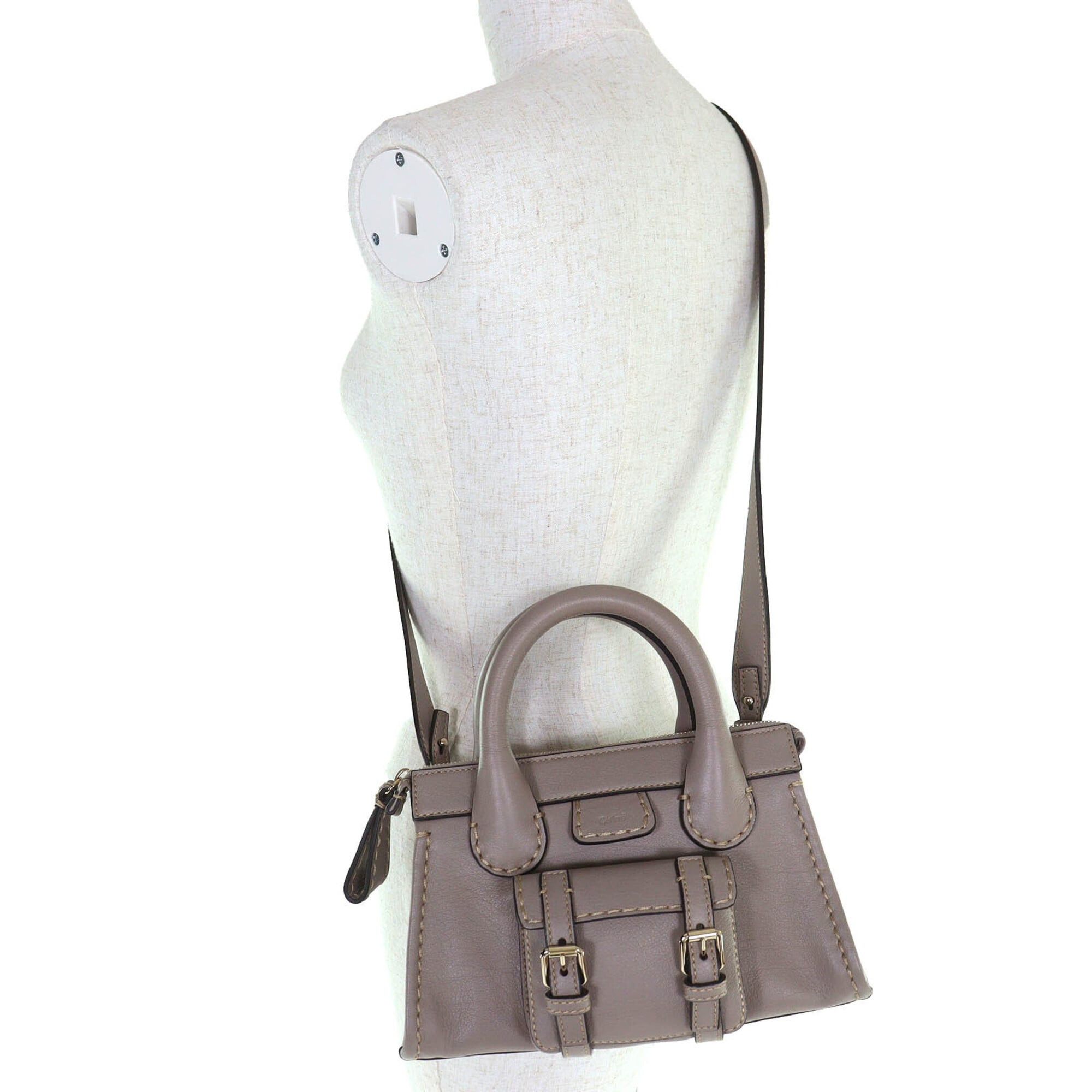 Chloe Chloé Chloe CHC21WS451F43053 EDITH MINI BAG Leather 2-Way Handbag/Shoulder Bag Cashmere Grey Comes with Dust Made in Italy Women's Size ONE SIZE - 8 Thumbnail