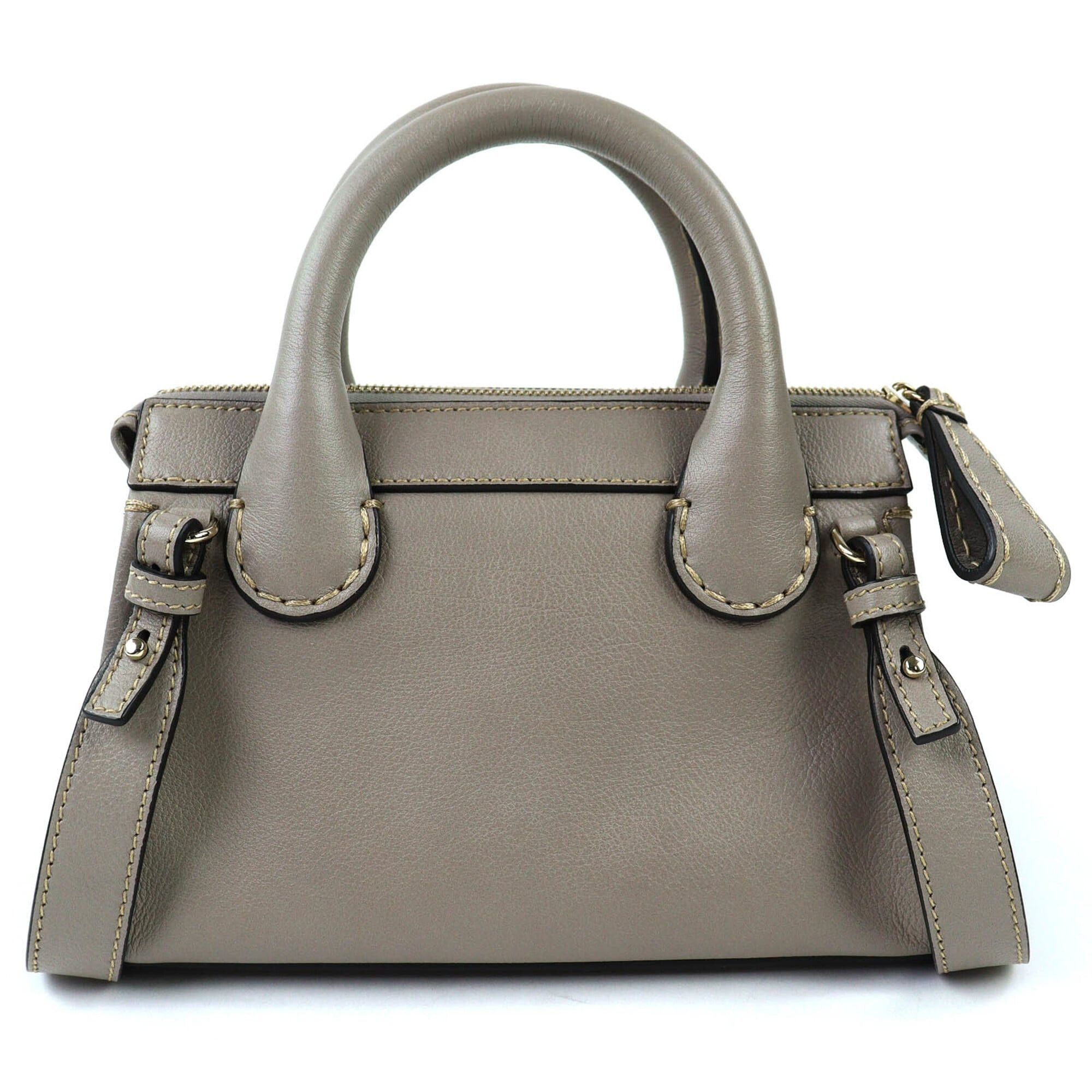 Chloe Chloé Chloe CHC21WS451F43053 EDITH MINI BAG Leather 2-Way Handbag/Shoulder Bag Cashmere Grey Comes with Dust Made in Italy Women's Size ONE SIZE - 3 Thumbnail