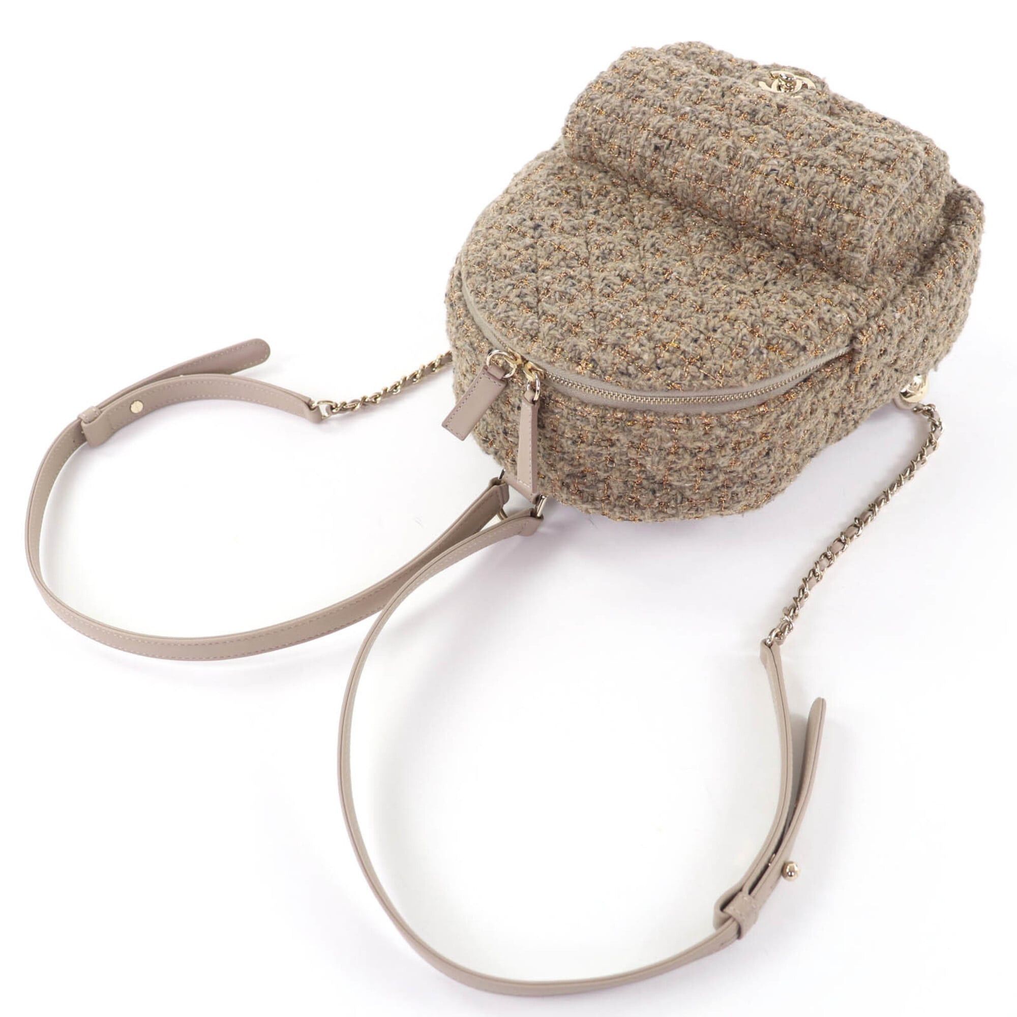 Chanel CHANEL Coco Mark Turnlock Matelassé Tweed Chain Shoulder Bag with Leather Accents, Brown, Made in Italy, Women's Size ONE SIZE - 5 Thumbnail