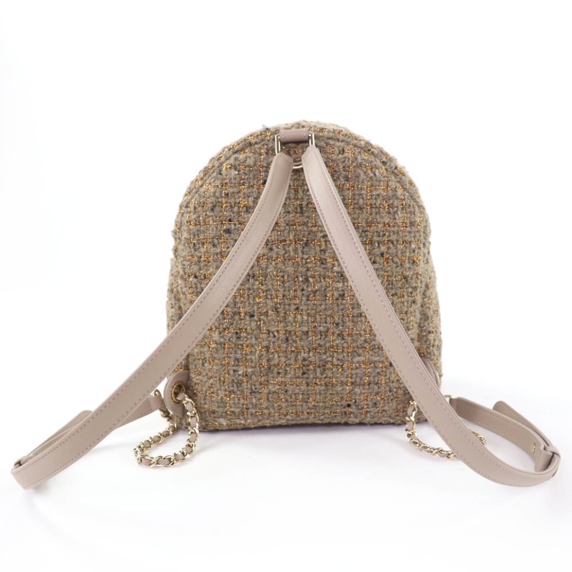 Chanel CHANEL Coco Mark Turnlock Matelassé Tweed Chain Shoulder Bag with Leather Accents, Brown, Made in Italy, Women's Size ONE SIZE - 3 Thumbnail