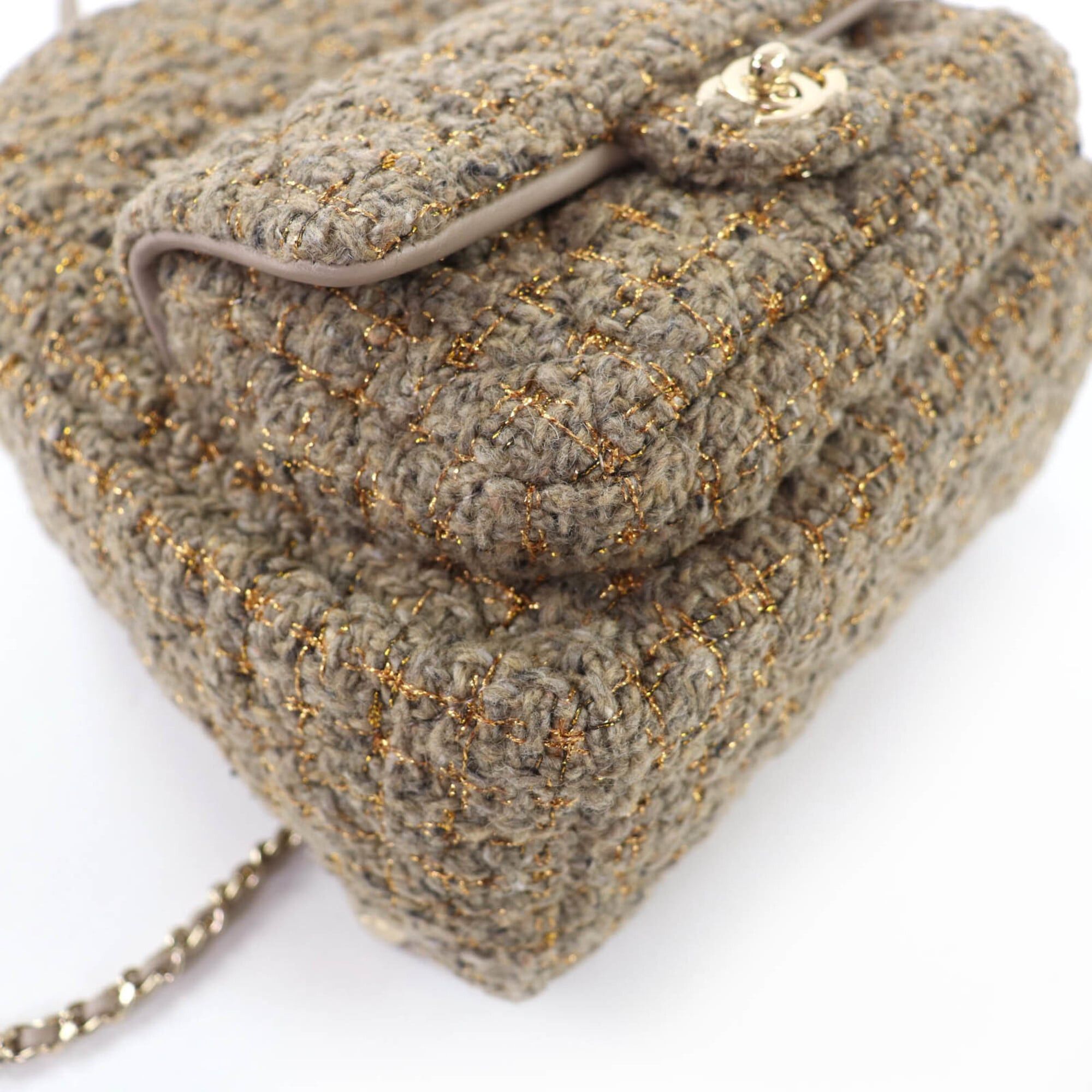 Chanel CHANEL Coco Mark Turnlock Matelassé Tweed Chain Shoulder Bag with Leather Accents, Brown, Made in Italy, Women's Size ONE SIZE - 6 Thumbnail