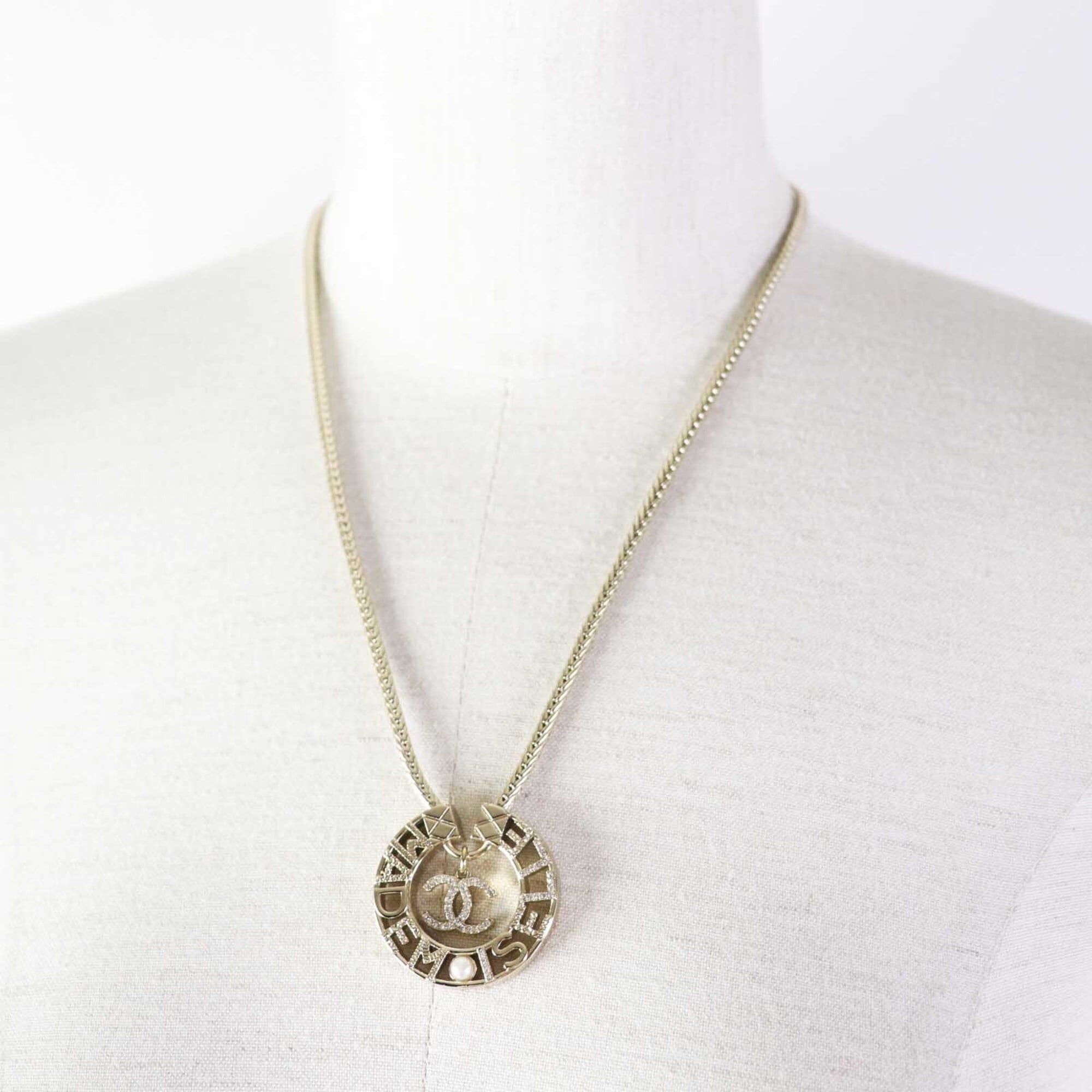 Chanel CHANEL Y22X MADEMOISELLE Rhinestone Coco Mark Necklace Pendant Gold with Box for Women Size ONE SIZE - 3 Thumbnail
