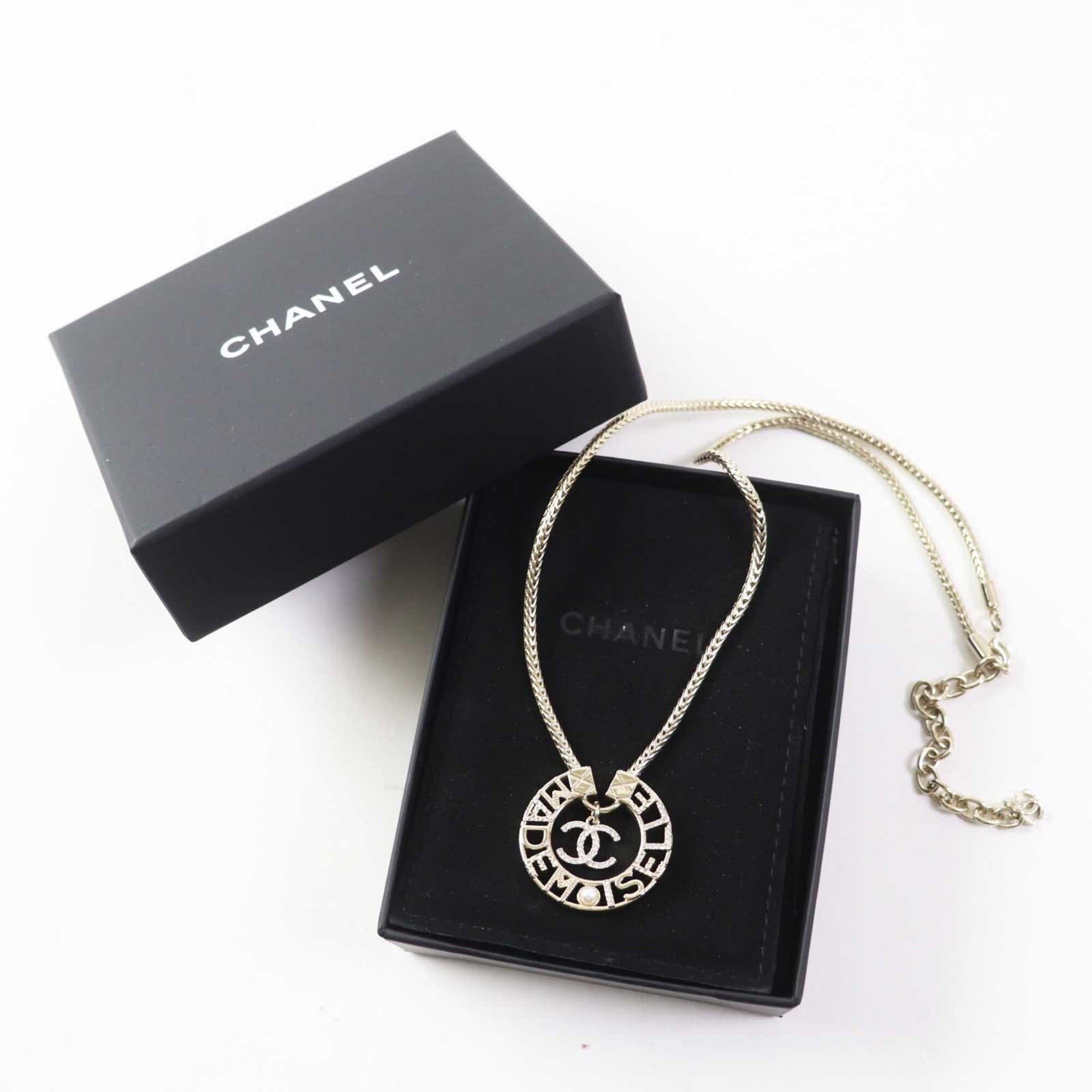 Chanel CHANEL Y22X MADEMOISELLE Rhinestone Coco Mark Necklace Pendant Gold with Box for Women Size ONE SIZE - 2 Thumbnail