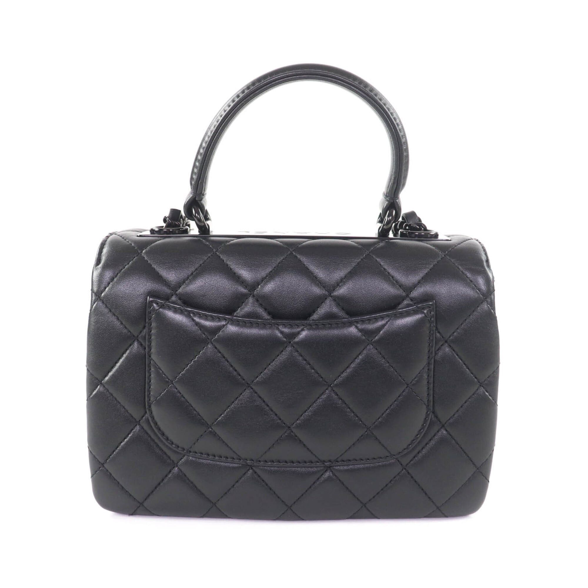 Chanel CHANEL Trendy CC Lambskin Leather Top Handle Matelassé Chain Shoulder Bag, Black with Hardware, Made in Italy, Women's Size ONE SIZE - 3 Thumbnail