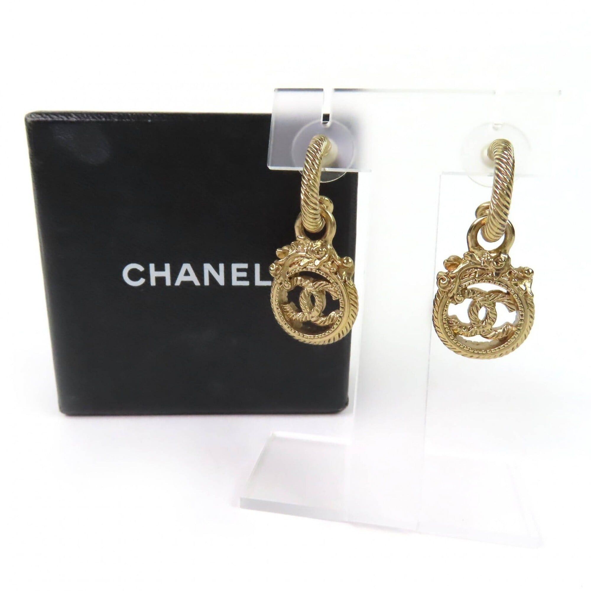 Chanel CHANEL Vintage 05A Coco Mark Rope Twist Swing Earrings, Gold, Made in France, Women's. (Pair) Size ONE SIZE - 2 Thumbnail