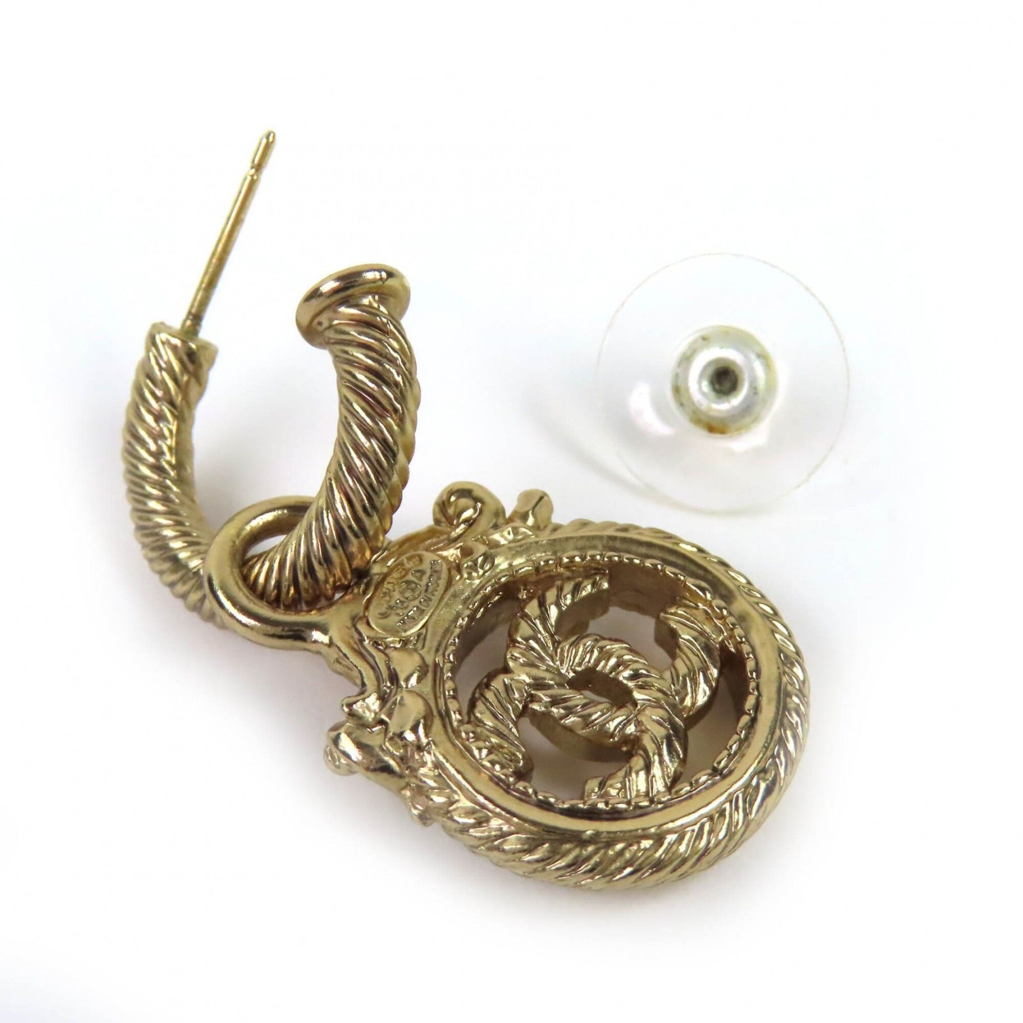 Chanel CHANEL Vintage 05A Coco Mark Rope Twist Swing Earrings, Gold, Made in France, Women's. (Pair) Size ONE SIZE - 5 Thumbnail
