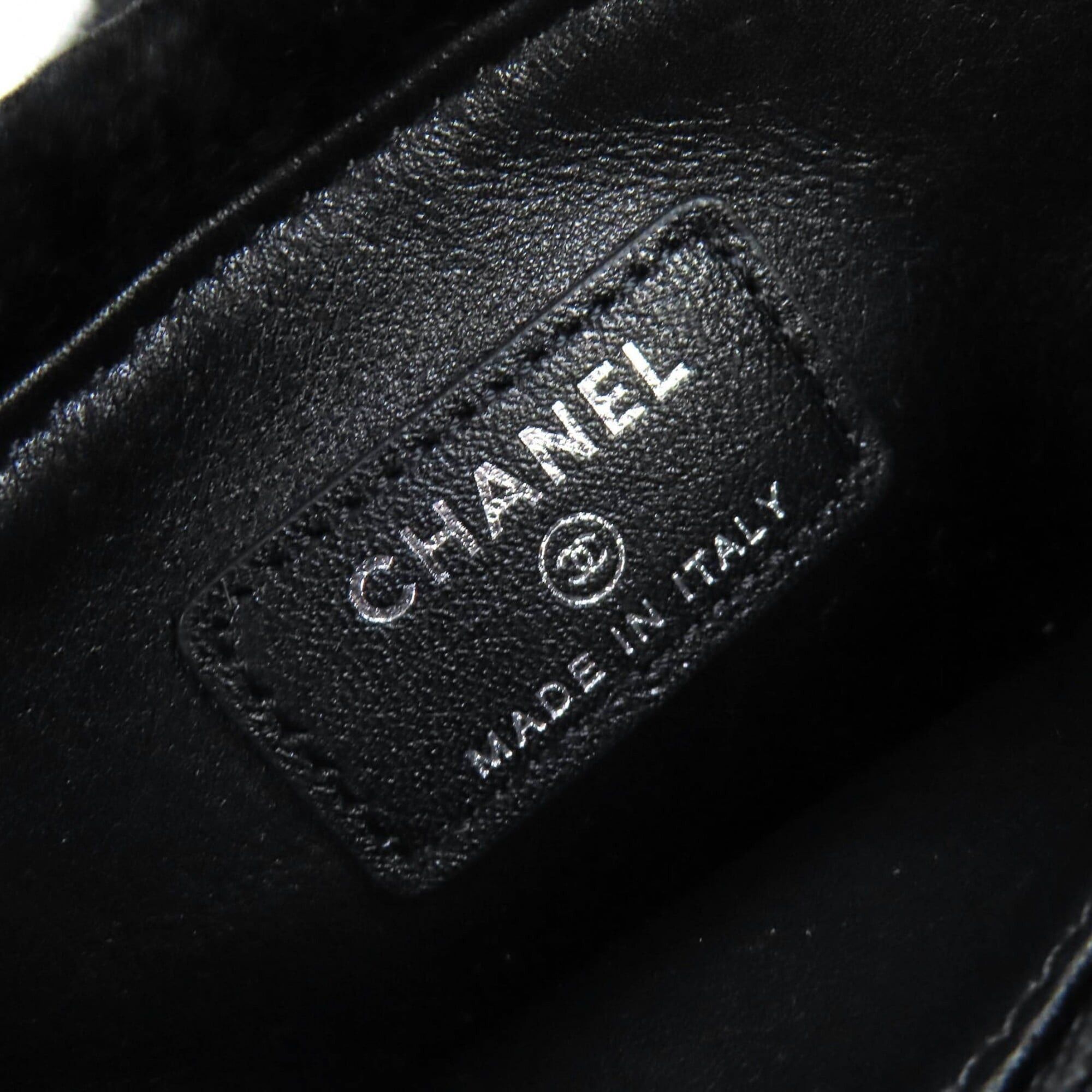 Chanel CHANEL Vintage Coco Mark Leather and Orilag Fur Pouch, Black with Silver Hardware, Comes Box, Made in Italy, Women's. Size ONE SIZE - 9 Thumbnail