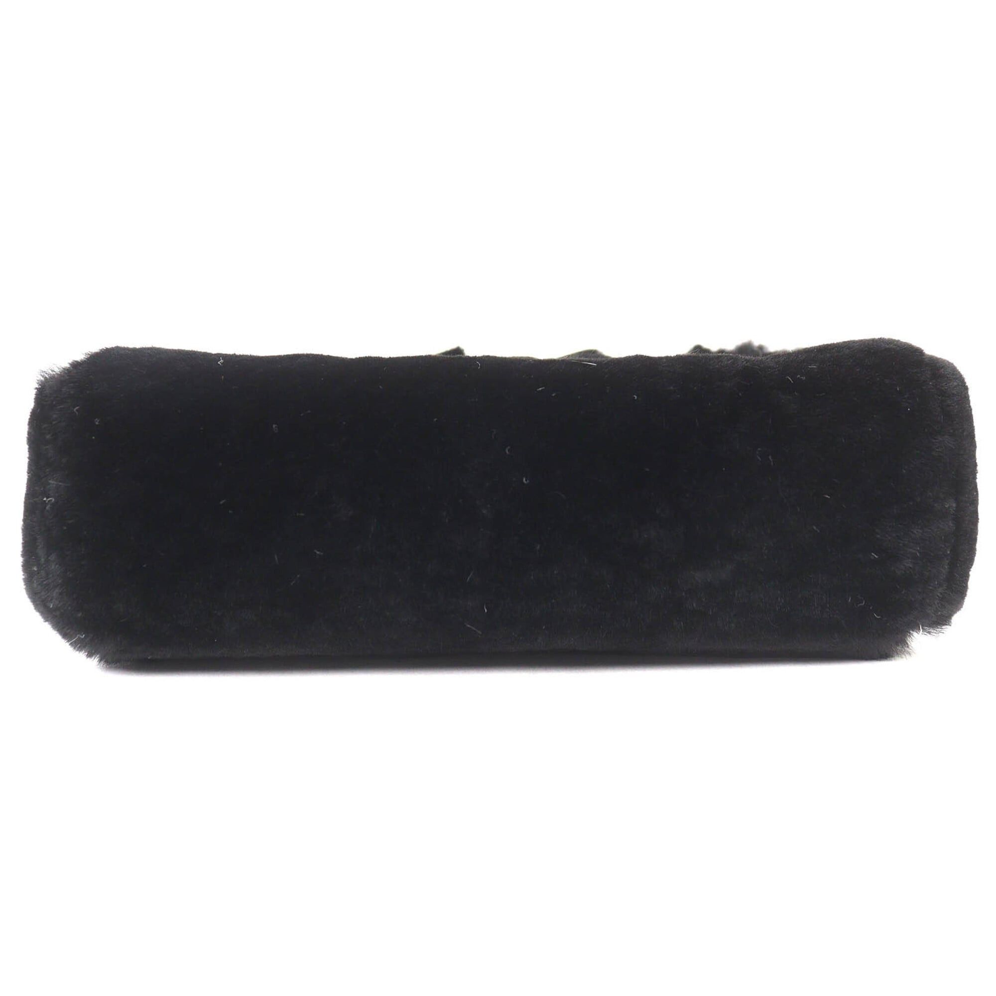 Chanel CHANEL Vintage Coco Mark Leather and Orilag Fur Pouch, Black with Silver Hardware, Comes Box, Made in Italy, Women's. Size ONE SIZE - 5 Thumbnail