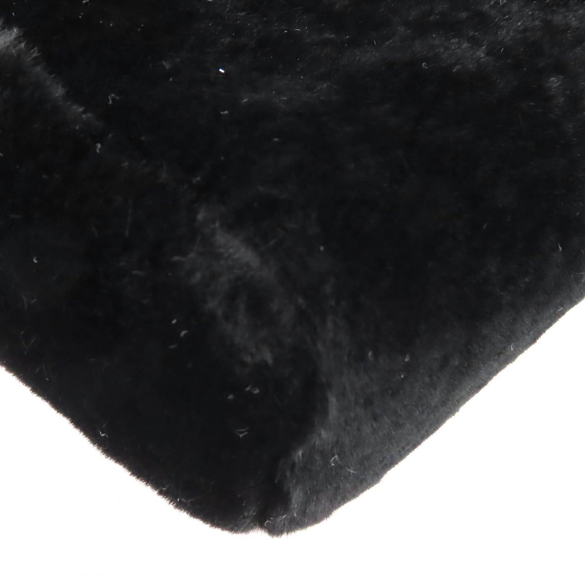 Chanel CHANEL Vintage Coco Mark Leather and Orilag Fur Pouch, Black with Silver Hardware, Comes Box, Made in Italy, Women's. Size ONE SIZE - 7 Thumbnail