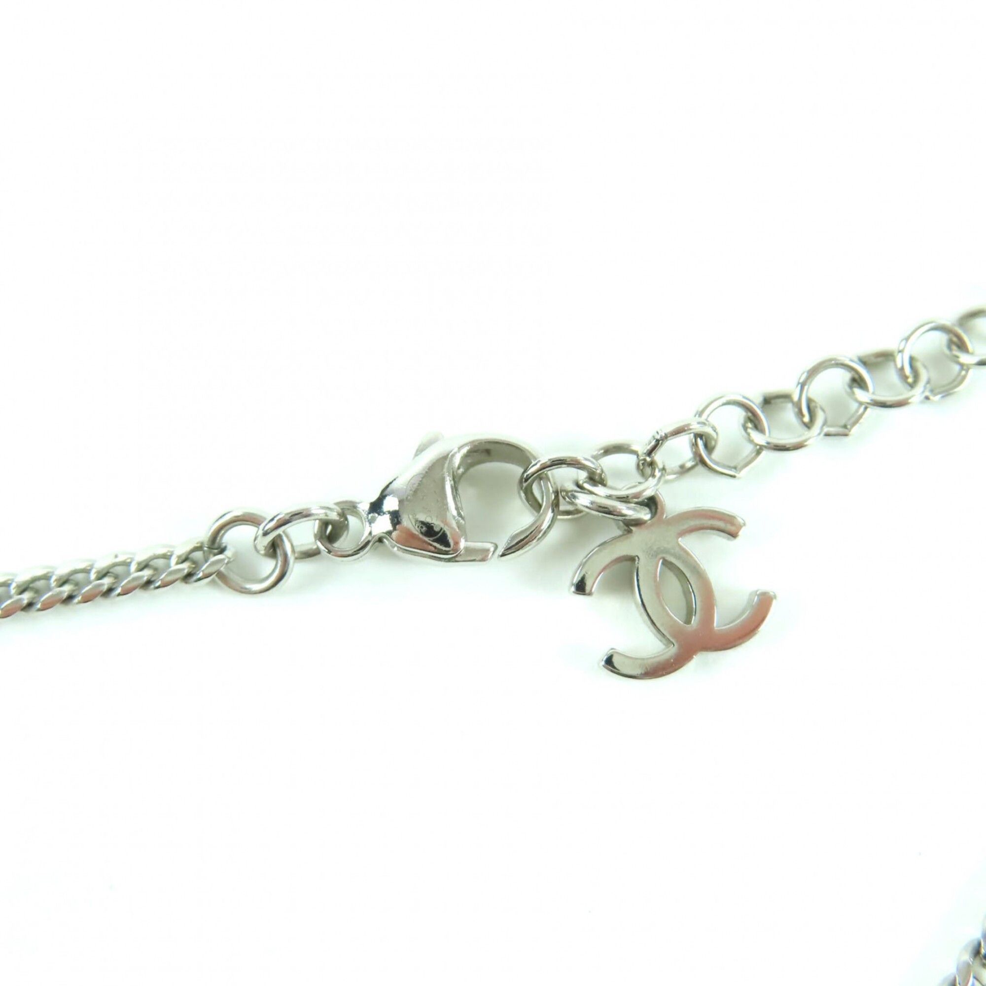 Chanel CHANEL F25C Coco Mark Rhinestone Faux Pearl Necklace Pendant, Silver, Made in France, Women's Size ONE SIZE - 6 Thumbnail