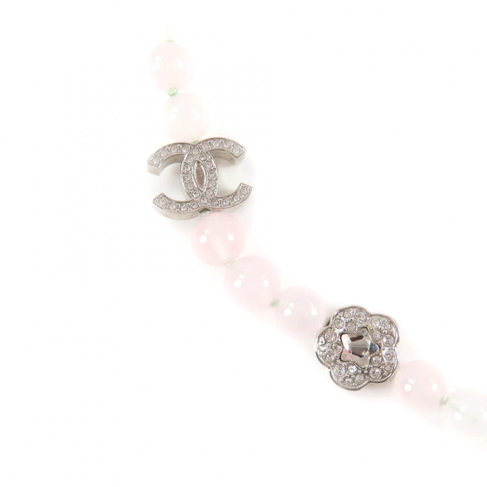 Chanel CHANEL B25P Coco Mark Natural Stone Rhinestone Necklace, White and Pink, Silver Hardware, 2025 Model, with Box Dust Bag, Made in Italy, Women's. Size ONE SIZE - 7 Thumbnail