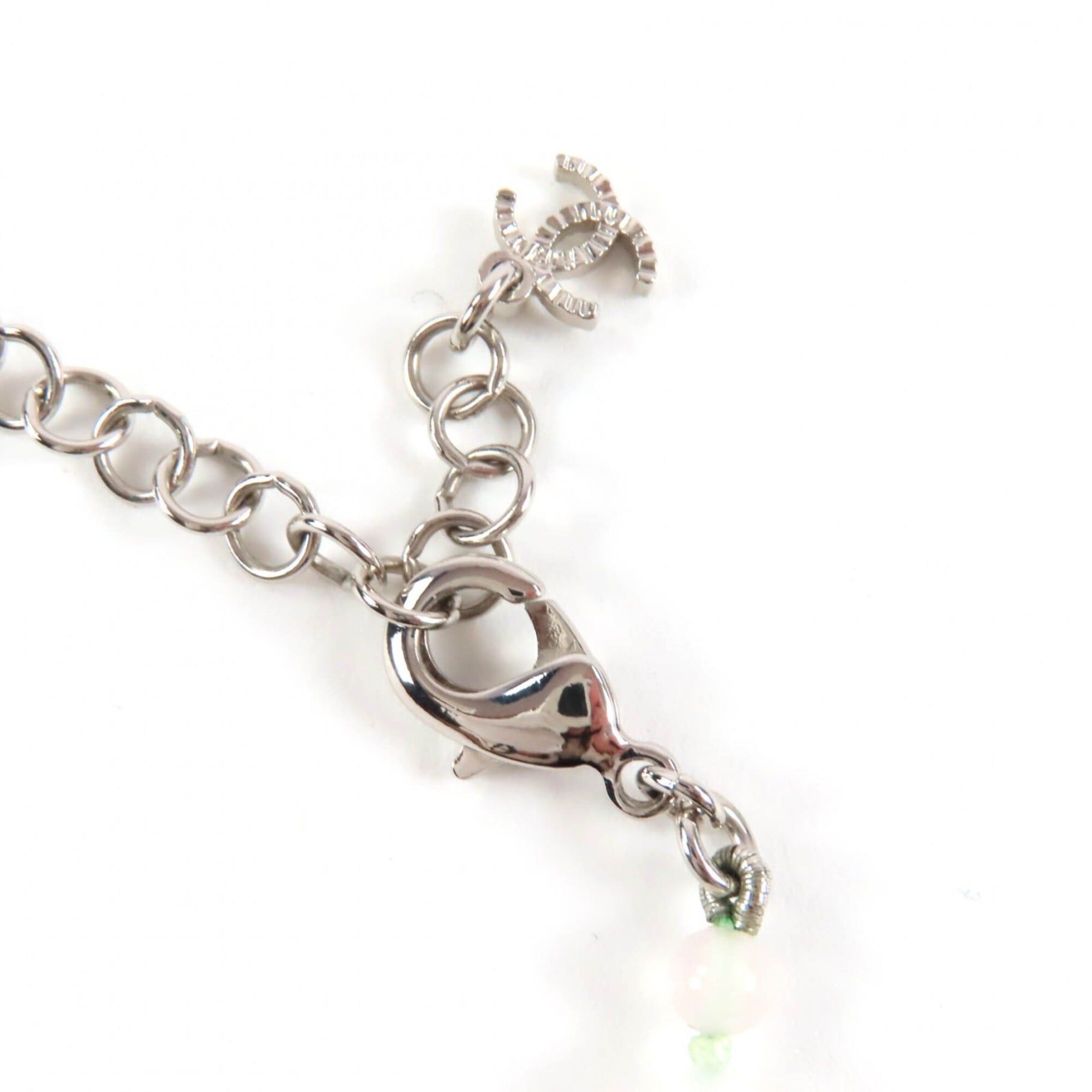 Chanel CHANEL B25P Coco Mark Natural Stone Rhinestone Necklace, White and Pink, Silver Hardware, 2025 Model, with Box Dust Bag, Made in Italy, Women's. Size ONE SIZE - 10 Thumbnail