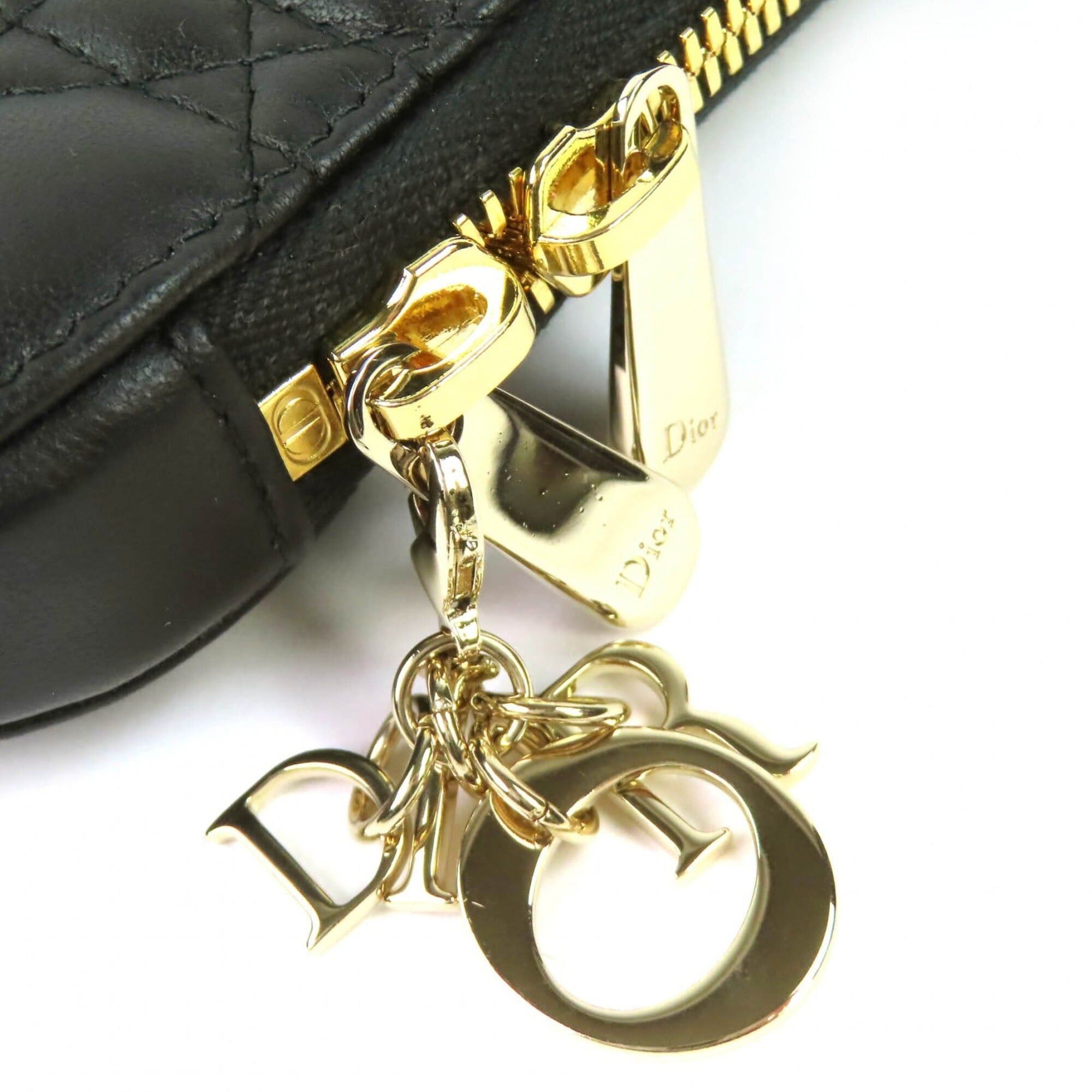 Dior Christian Dior S0872ONMJ Lady Cannage Phone Pouch, Lambskin, Black, Gold Hardware, Made in Italy, Women's. Size ONE SIZE - 8 Thumbnail