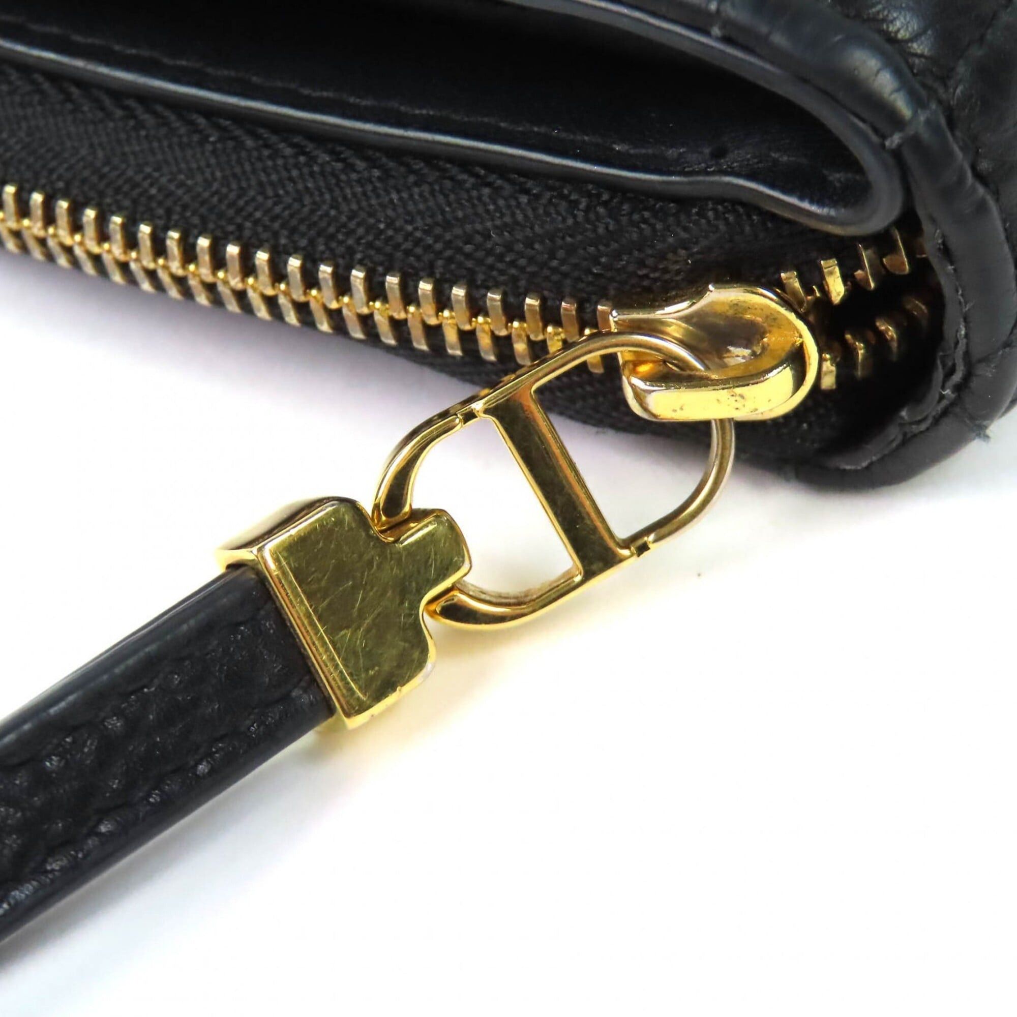 Dior Christian Dior S5032UWHC Cannage Caro Scarlet Leather Bi-fold Wallet, Current Model, Black with Gold Hardware, Made in Italy, Women's Size ONE SIZE - 8 Thumbnail