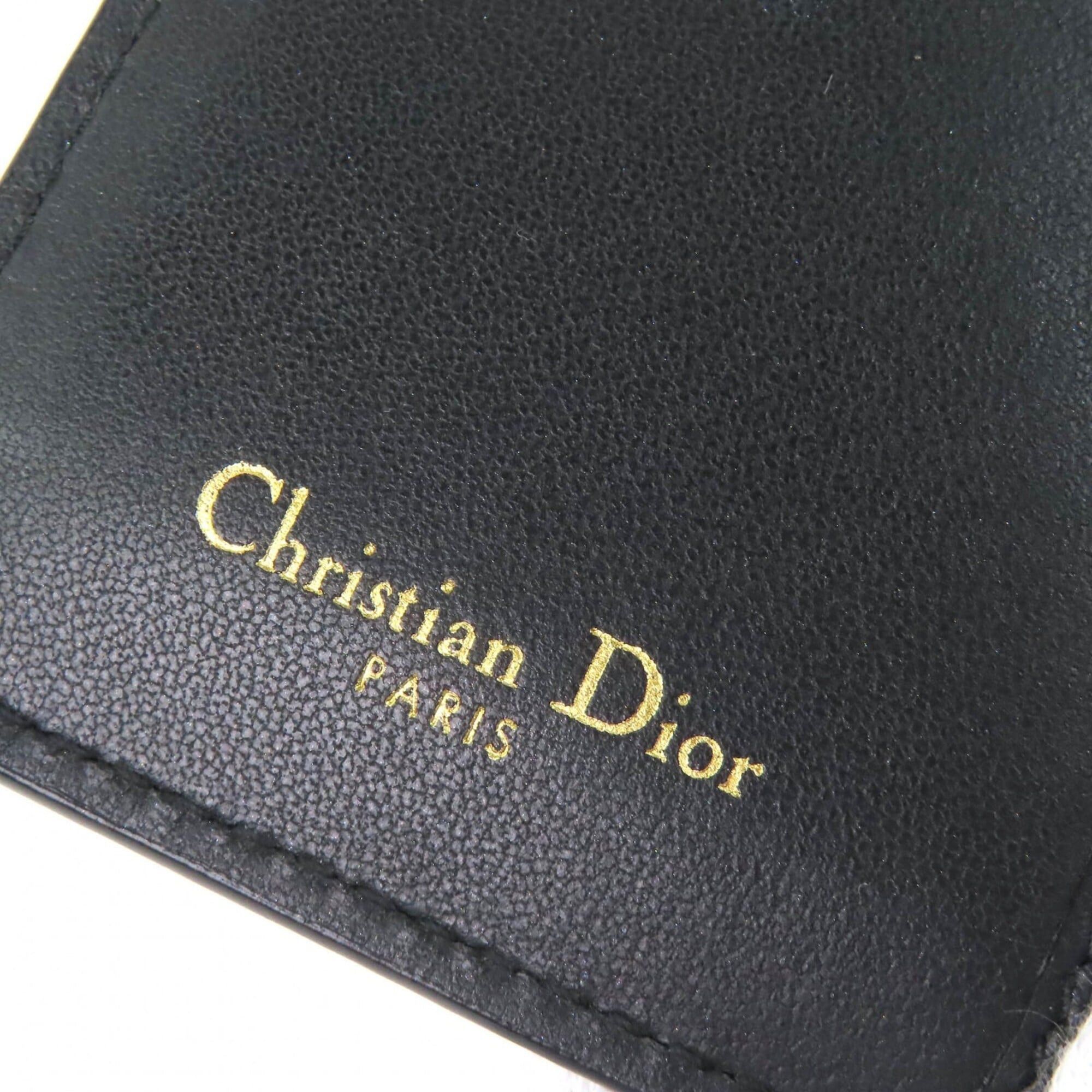 Dior Christian Dior S5032UWHC Cannage Caro Scarlet Leather Bi-fold Wallet, Current Model, Black with Gold Hardware, Made in Italy, Women's Size ONE SIZE - 9 Thumbnail