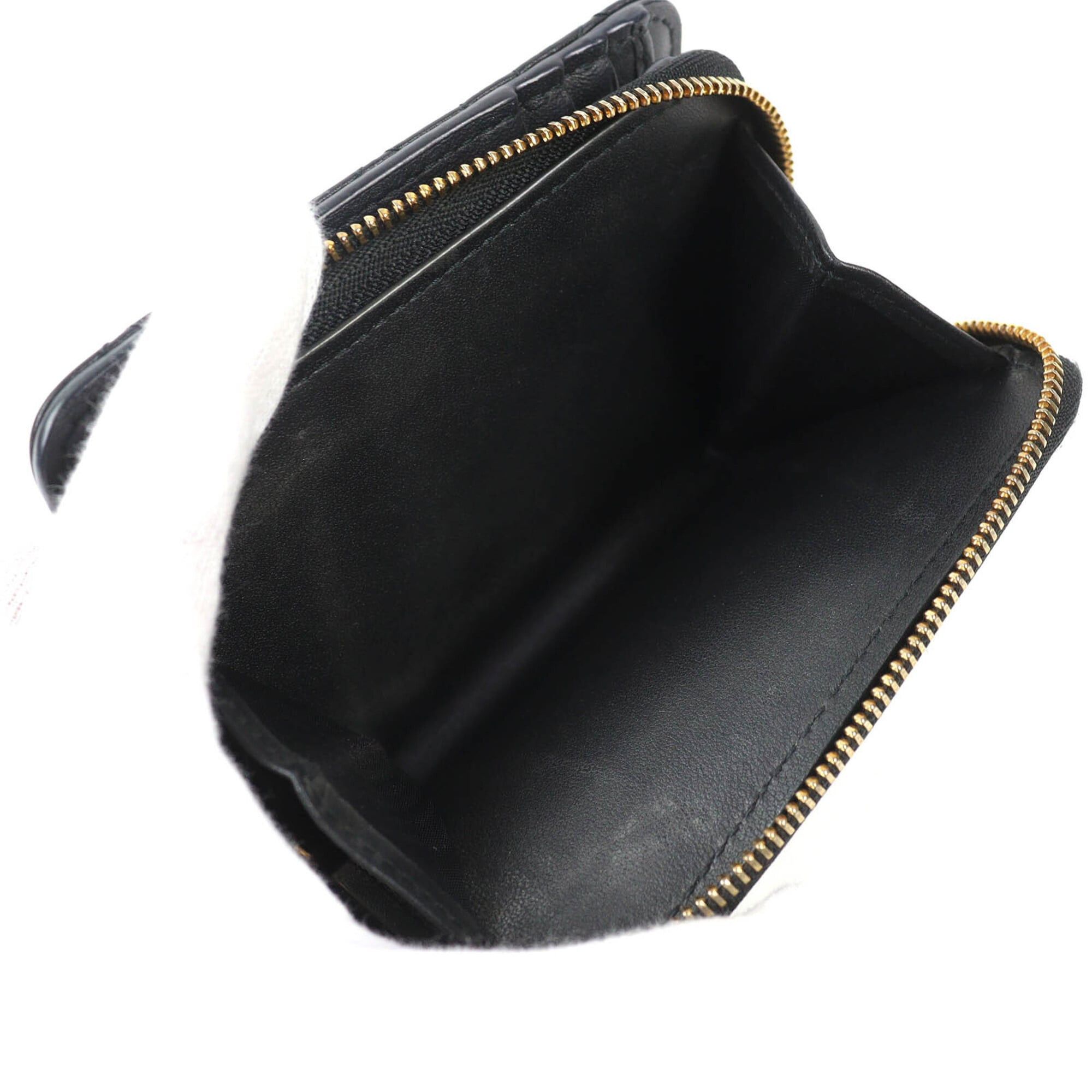 Dior Christian Dior S5032UWHC Cannage Caro Scarlet Leather Bi-fold Wallet, Current Model, Black with Gold Hardware, Made in Italy, Women's Size ONE SIZE - 6 Thumbnail