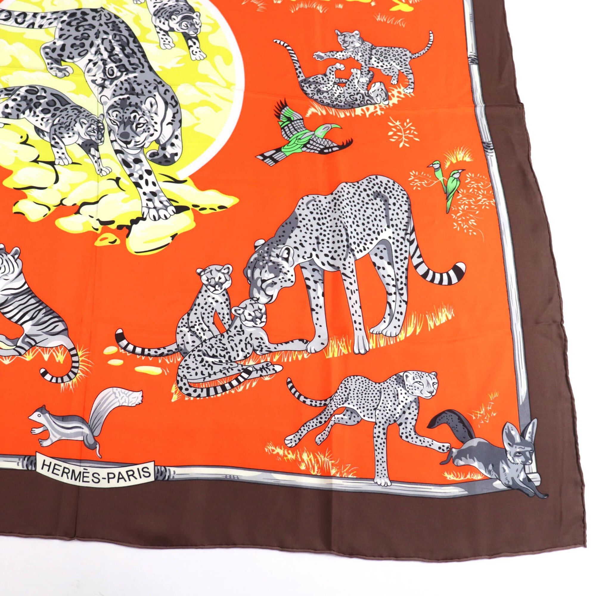 Hermes HERMES Carre 140 Tendresse Feline (Wild Gentleness) 100% Silk Large Scarf/Muffler, Multi-color, Made in France, Women's Size ONE SIZE - 4 Thumbnail