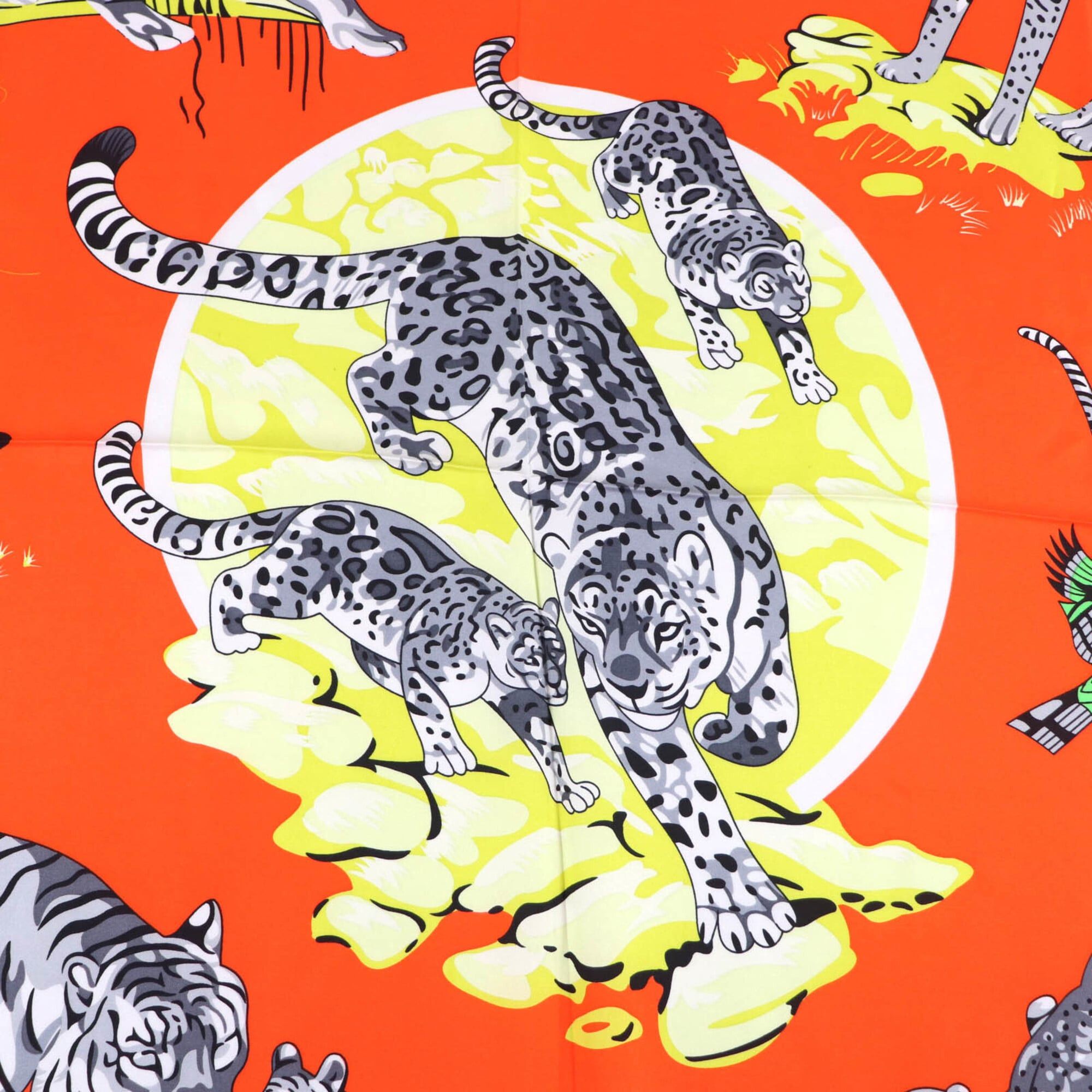 Hermes HERMES Carre 140 Tendresse Feline (Wild Gentleness) 100% Silk Large Scarf/Muffler, Multi-color, Made in France, Women's Size ONE SIZE - 6 Thumbnail