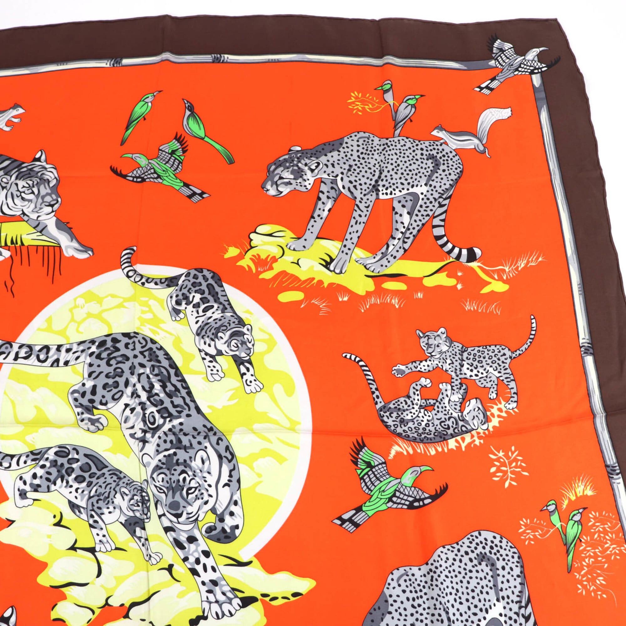 Hermes HERMES Carre 140 Tendresse Feline (Wild Gentleness) 100% Silk Large Scarf/Muffler, Multi-color, Made in France, Women's Size ONE SIZE - 3 Thumbnail