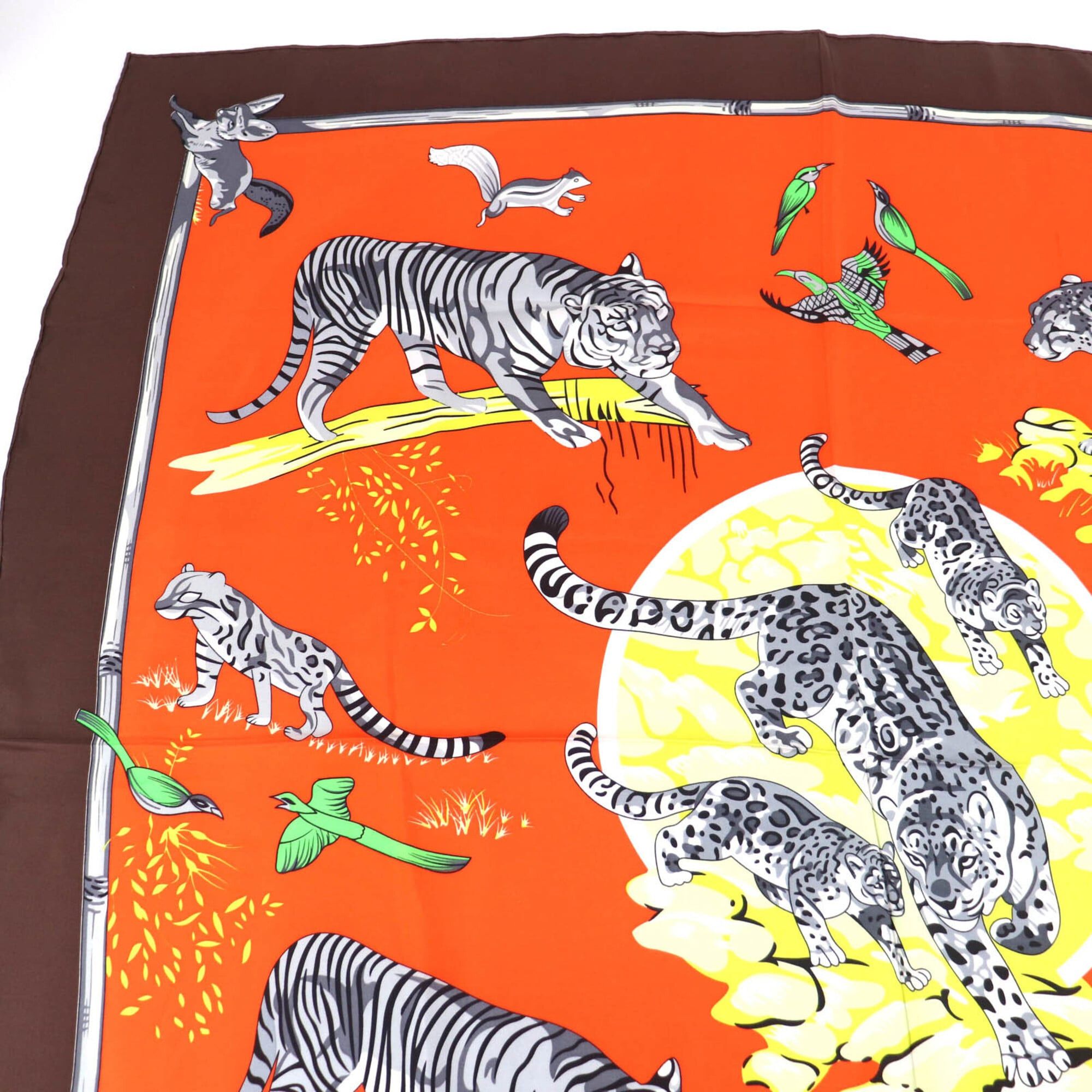 Hermes HERMES Carre 140 Tendresse Feline (Wild Gentleness) 100% Silk Large Scarf/Muffler, Multi-color, Made in France, Women's Size ONE SIZE - 2 Thumbnail